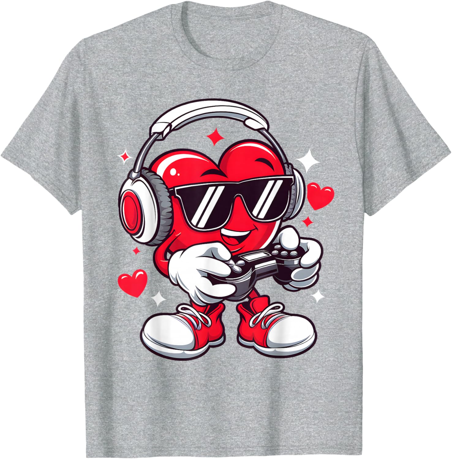 Heart Gamer Funny Valentine's Day T-Shirt for Men Boys and Kids - 1