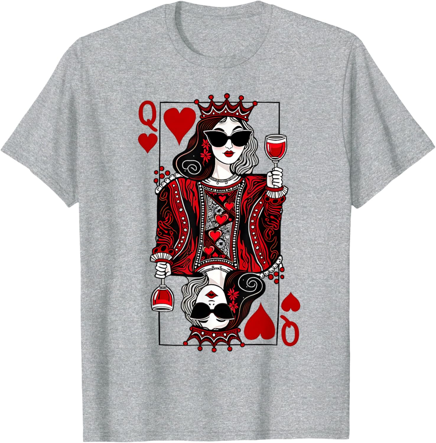 Queen of Hearts Wine Lover T-Shirt for Women - Perfect Gift Idea! - 3