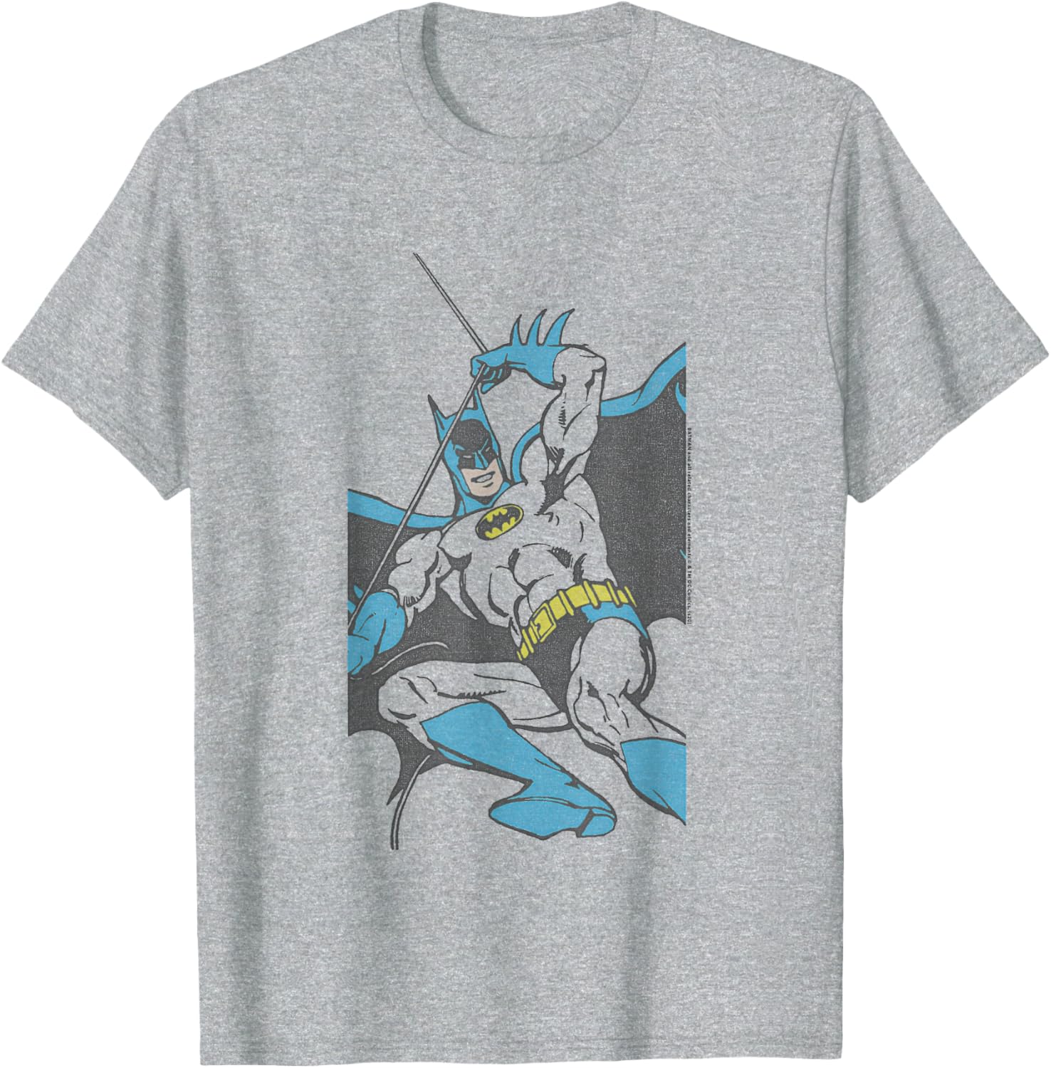 Batman Swinging Down Vintage T-Shirt for Fans of DC Comics Style - 1