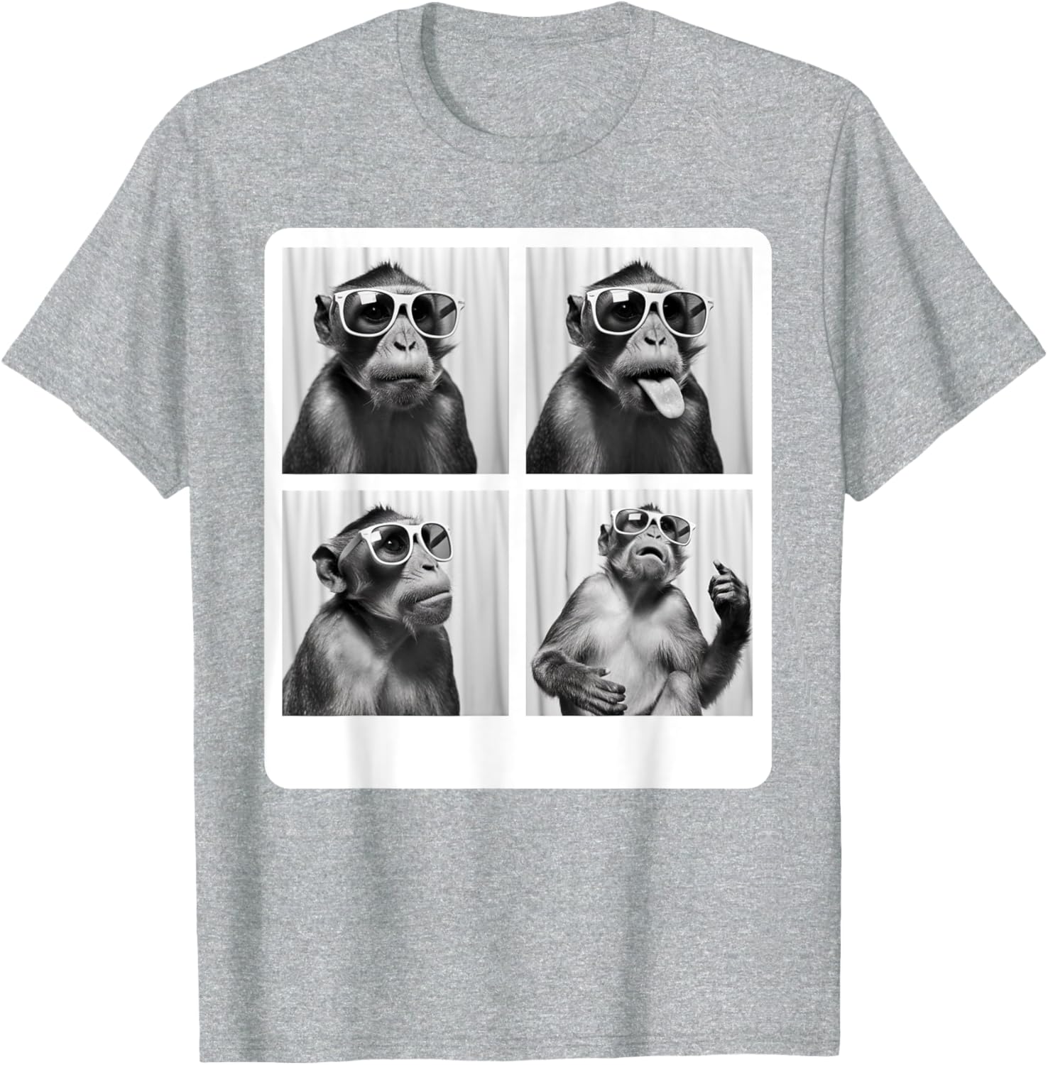 Funny Monkey Photo Booth T-Shirt with Sunglasses for Animal Lovers - 8