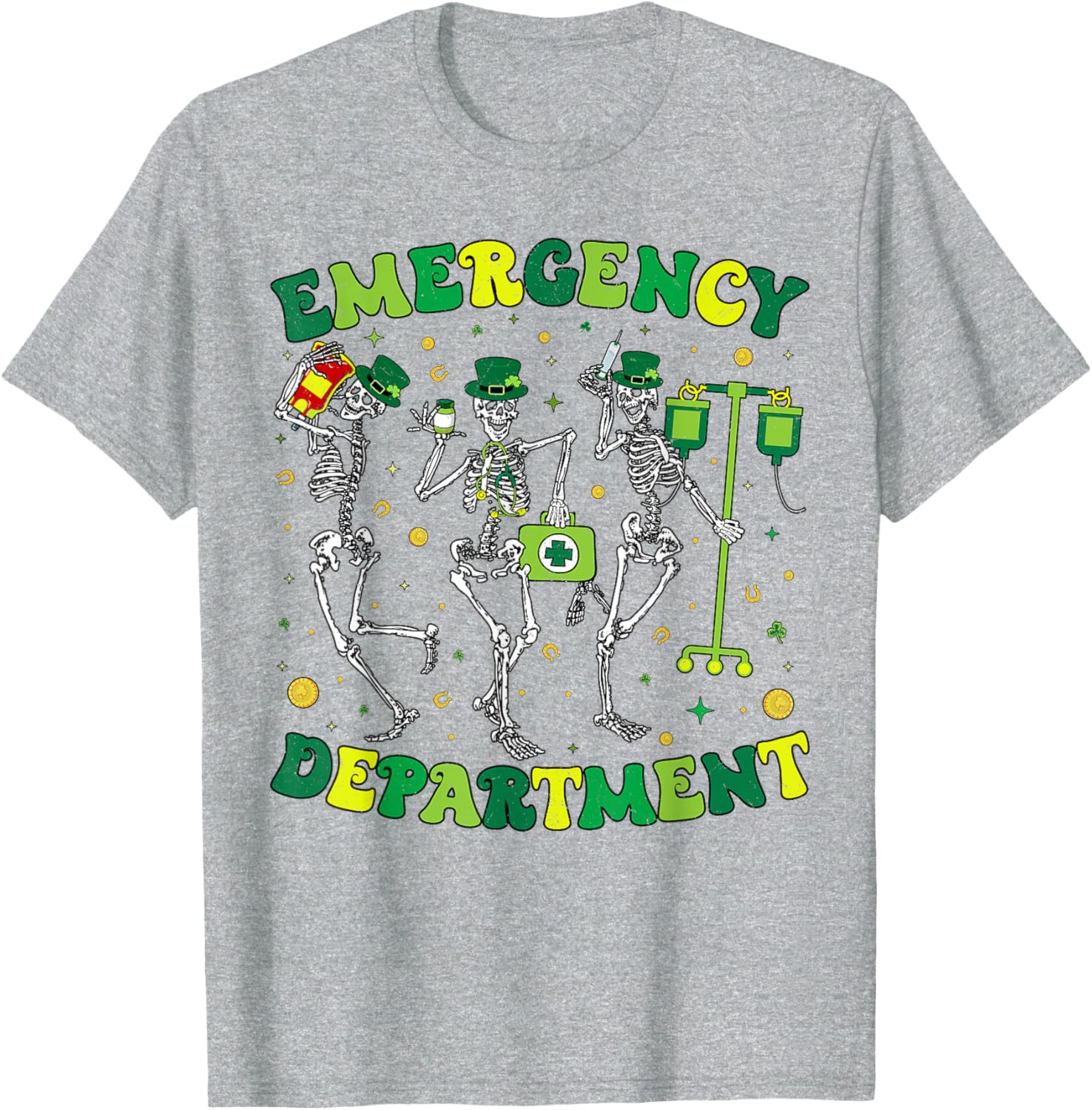 St Patricks Day Skeleton T-Shirt for Emergency Department Fun - 14