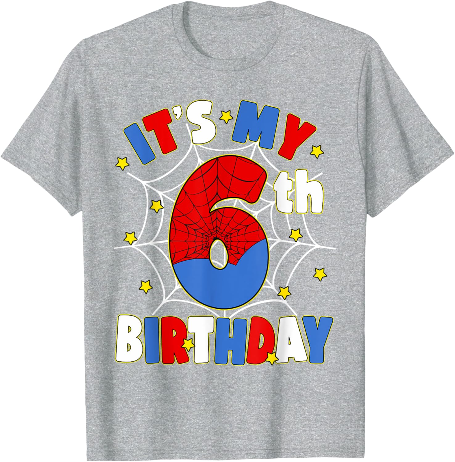 Kids Boys Spider Theme 6th Birthday Party T-Shirt for Fun Celebrations - 16