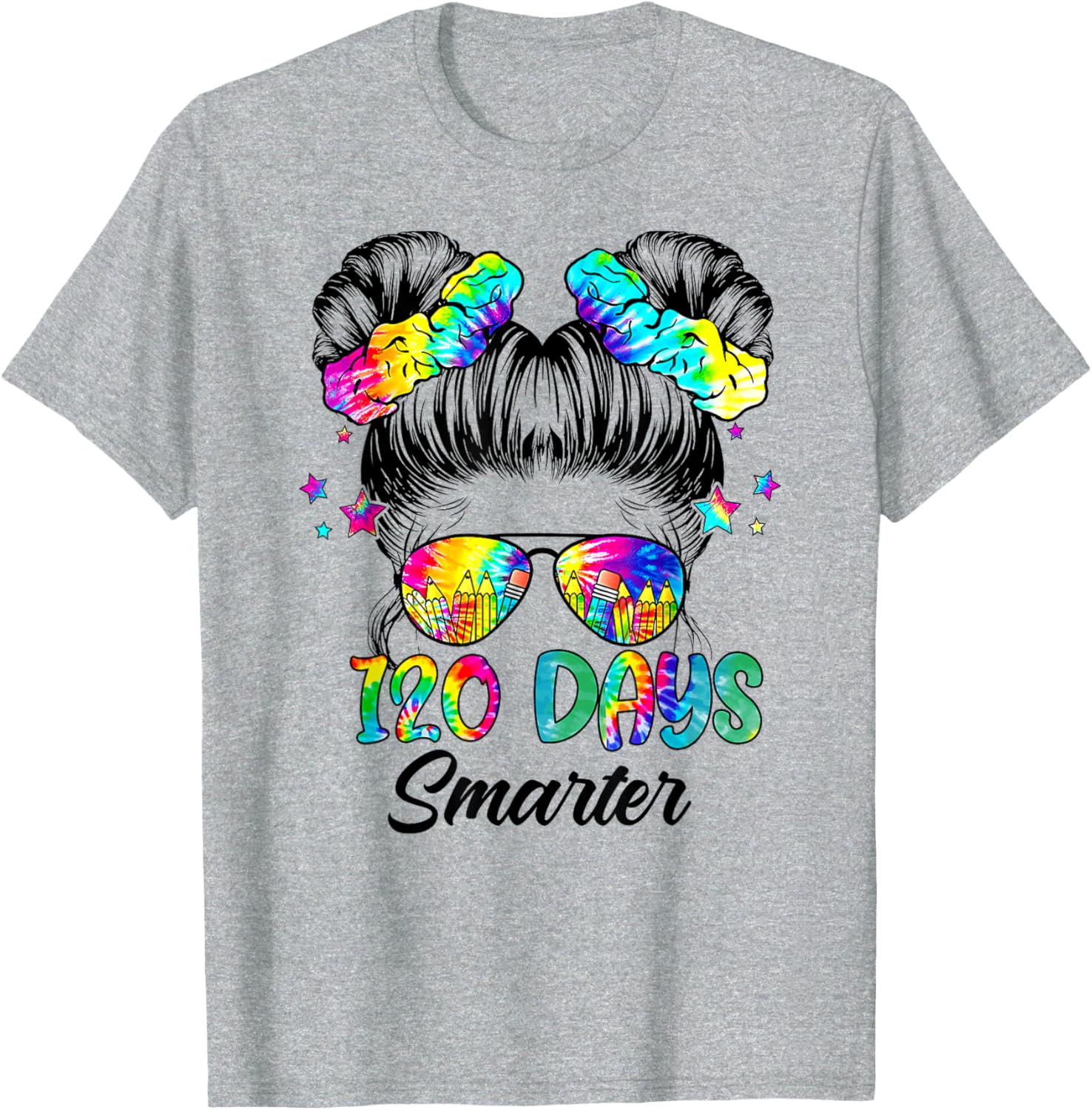 Messy Bun 120 Days of School Tie Dye Shirt for Smart Students - 11