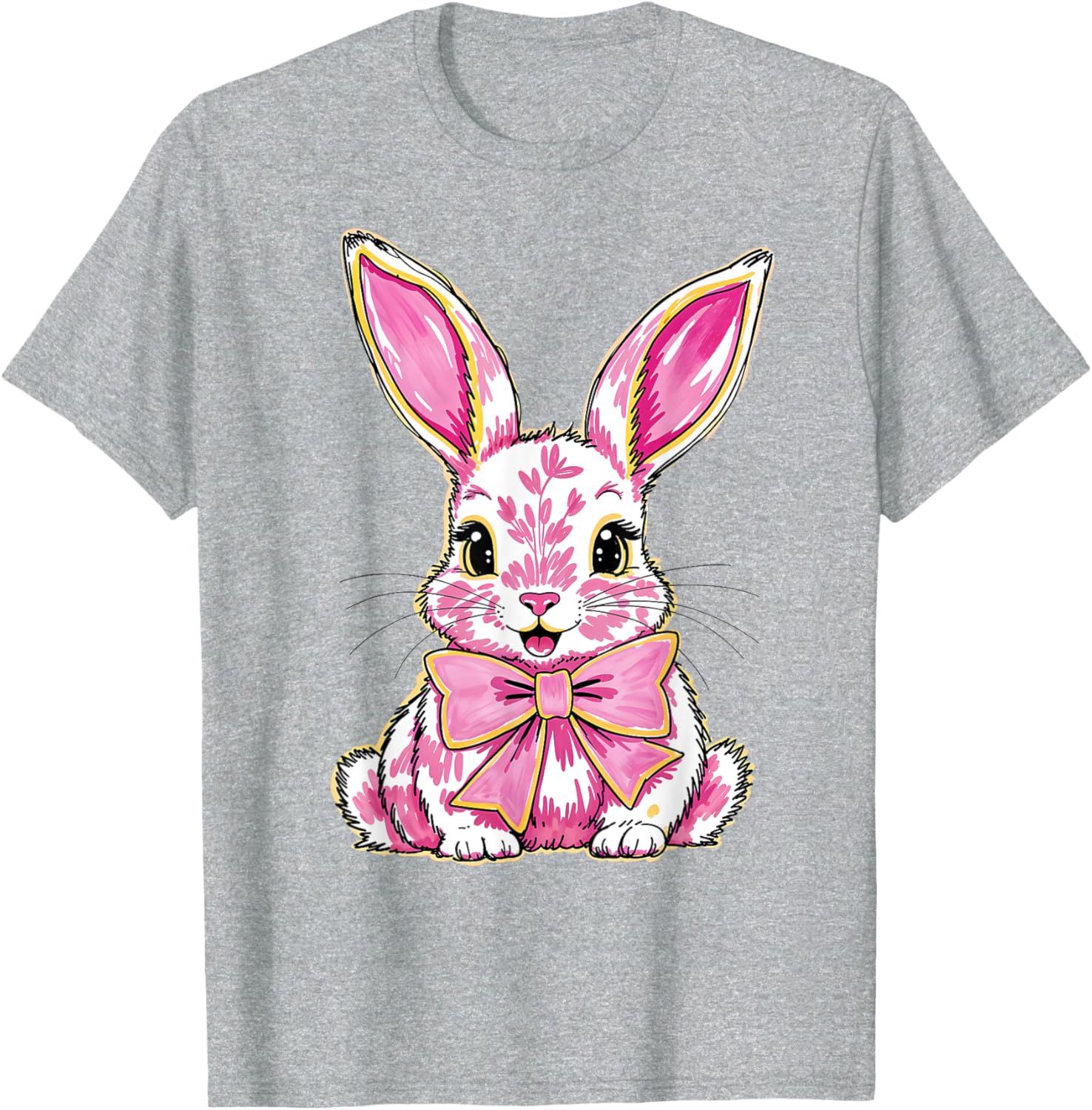 Happy Easter Bunny Coquette Bow Preppy T-Shirt for Women and Girls - 9