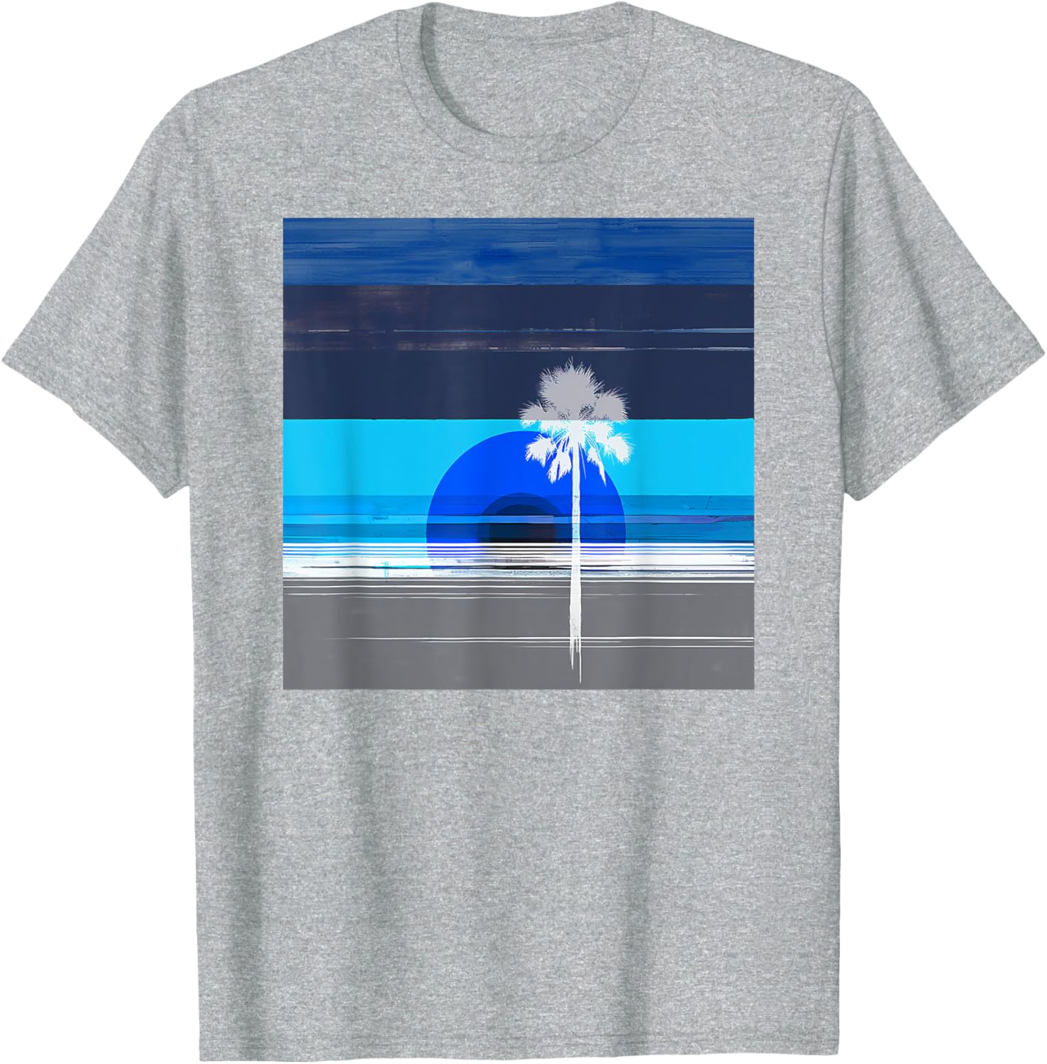 Stylish Palm Tree Tropical Landscape Abstract Art T-Shirt for Trendy Wear - 19