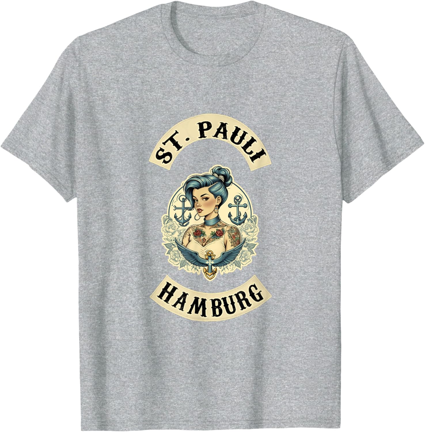 Hamburg St. Pauli Reeperbahn Sailor Tattoo Girl T-Shirt for Fans - 27