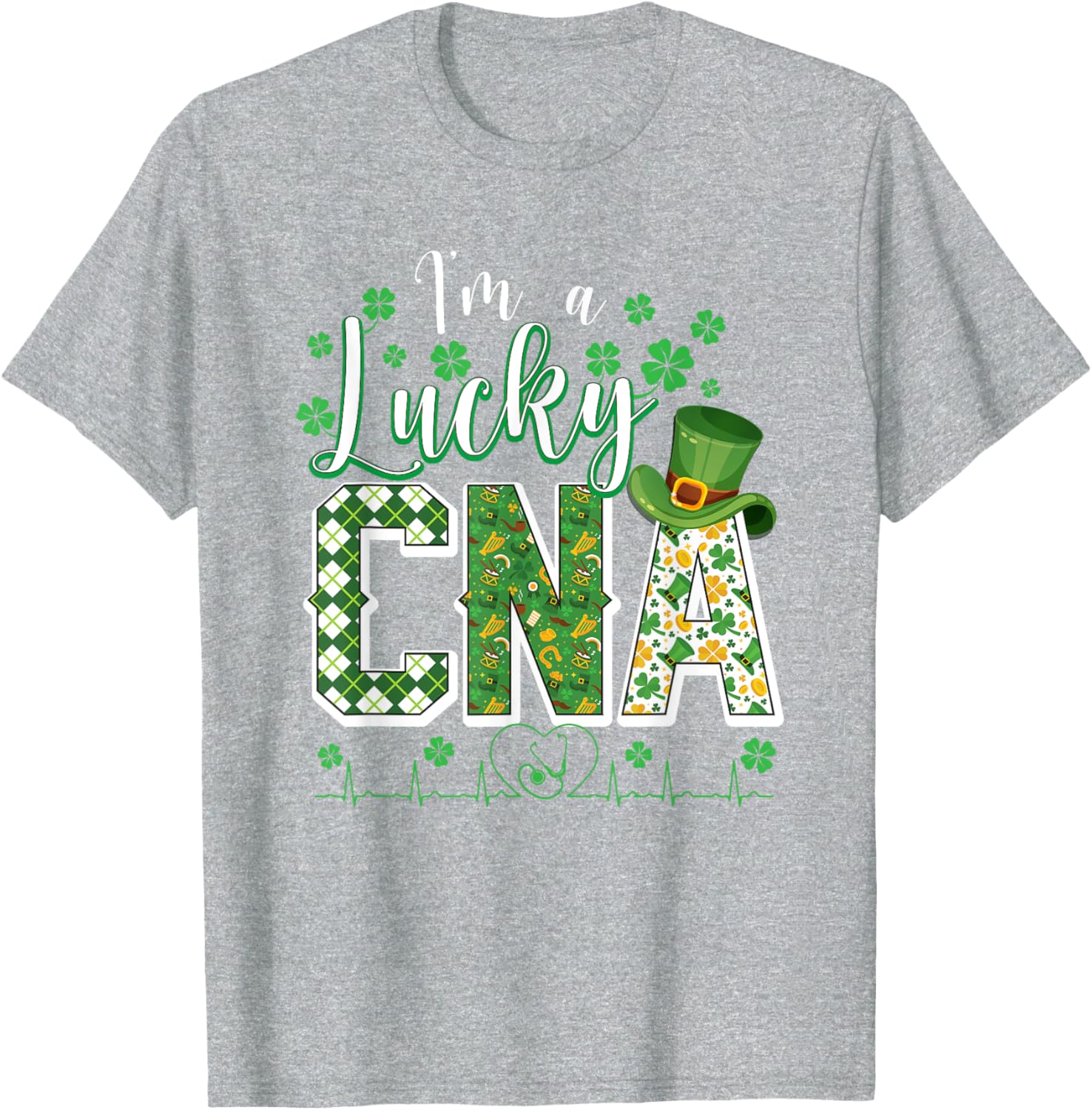 Funny Lucky CNA Nurse Shamrock St Patrick's Day T-Shirt for Scrubs - 23