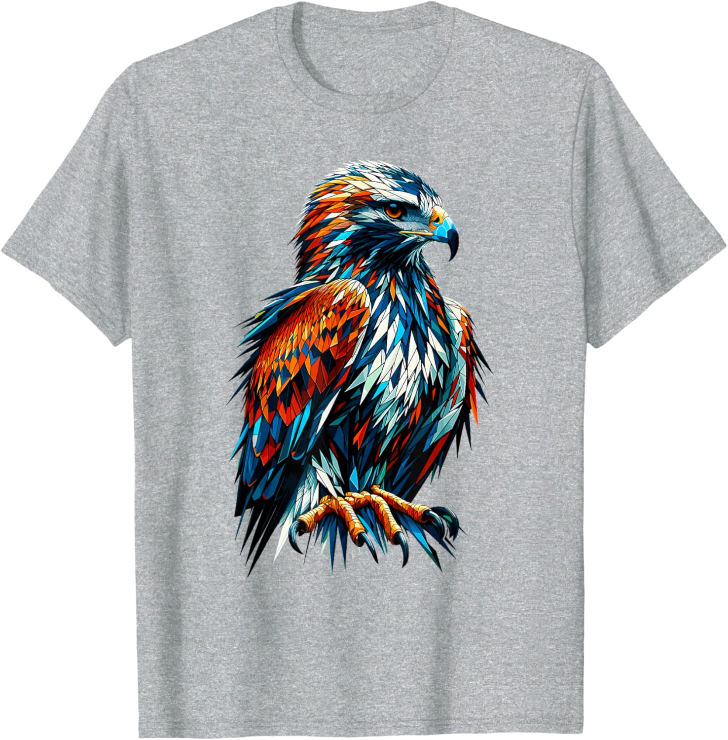 Polygon Art Hawk T-Shirt for Bird Lovers - Unique and Stylish Design - 4