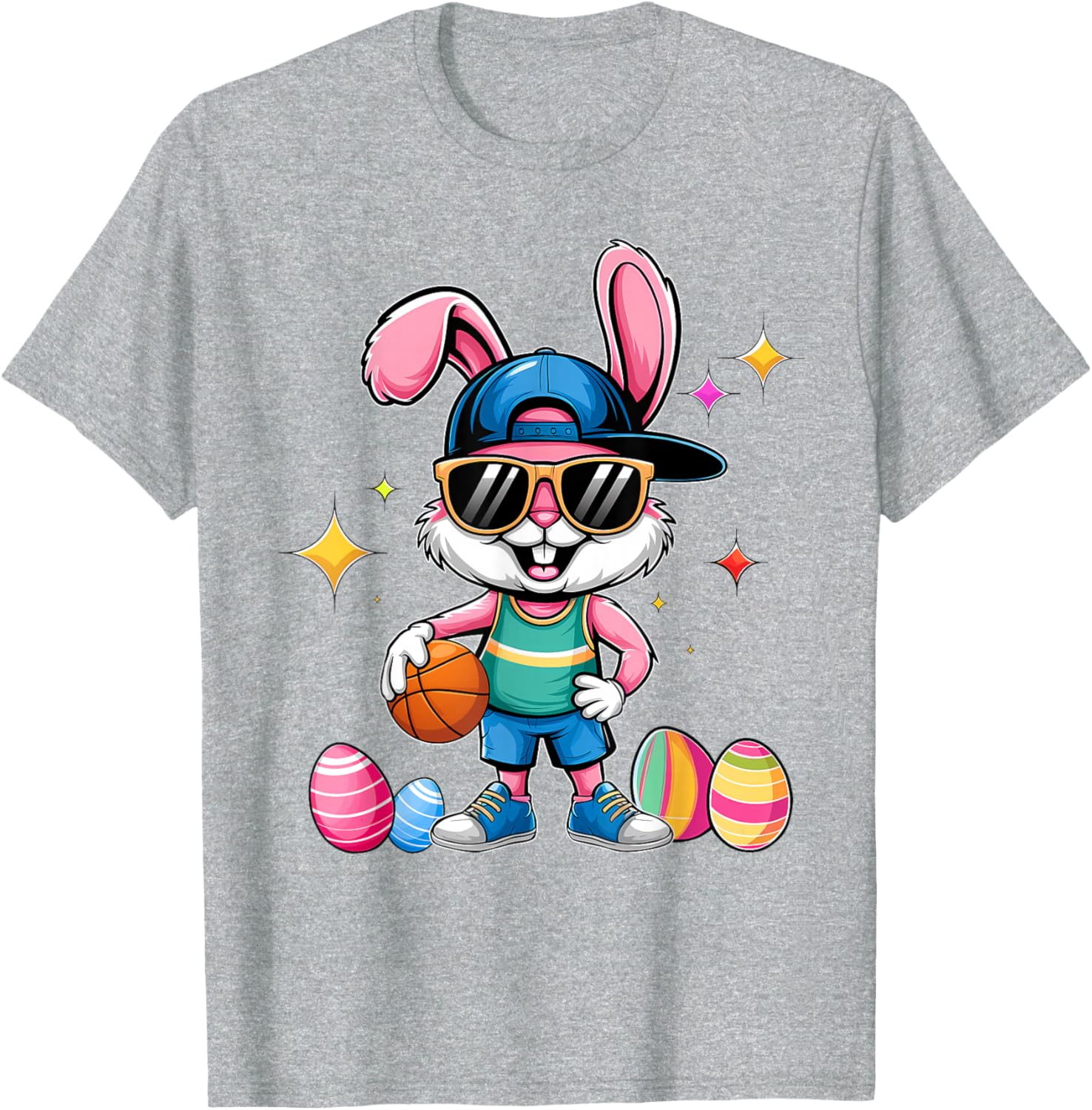 Happy Easter Bunny Basketball T-Shirt for Kids - Fun Sporty Design - 17