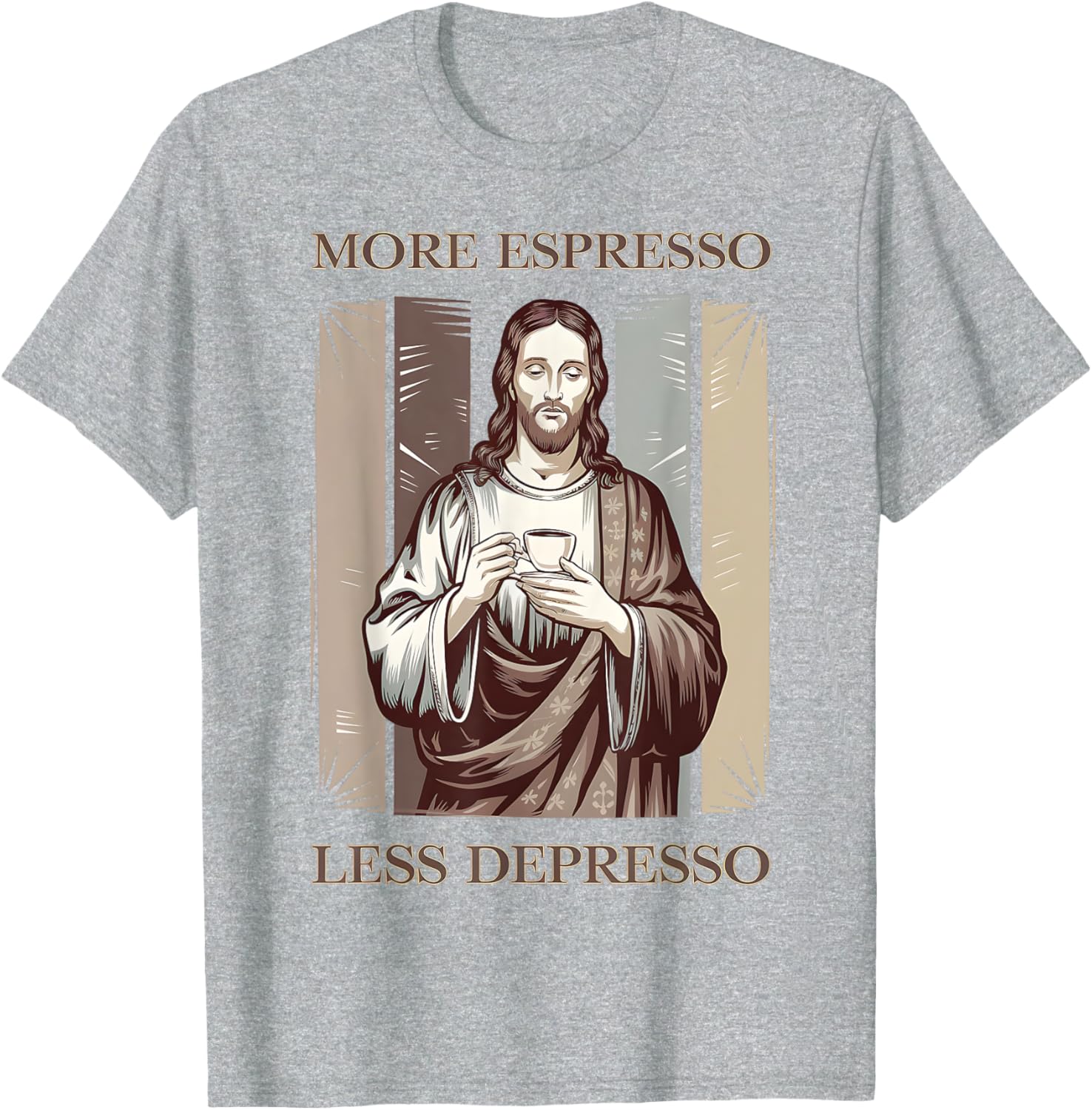Jesus More Espresso Less Depresso Retro Coffee Lover T-Shirt - 14