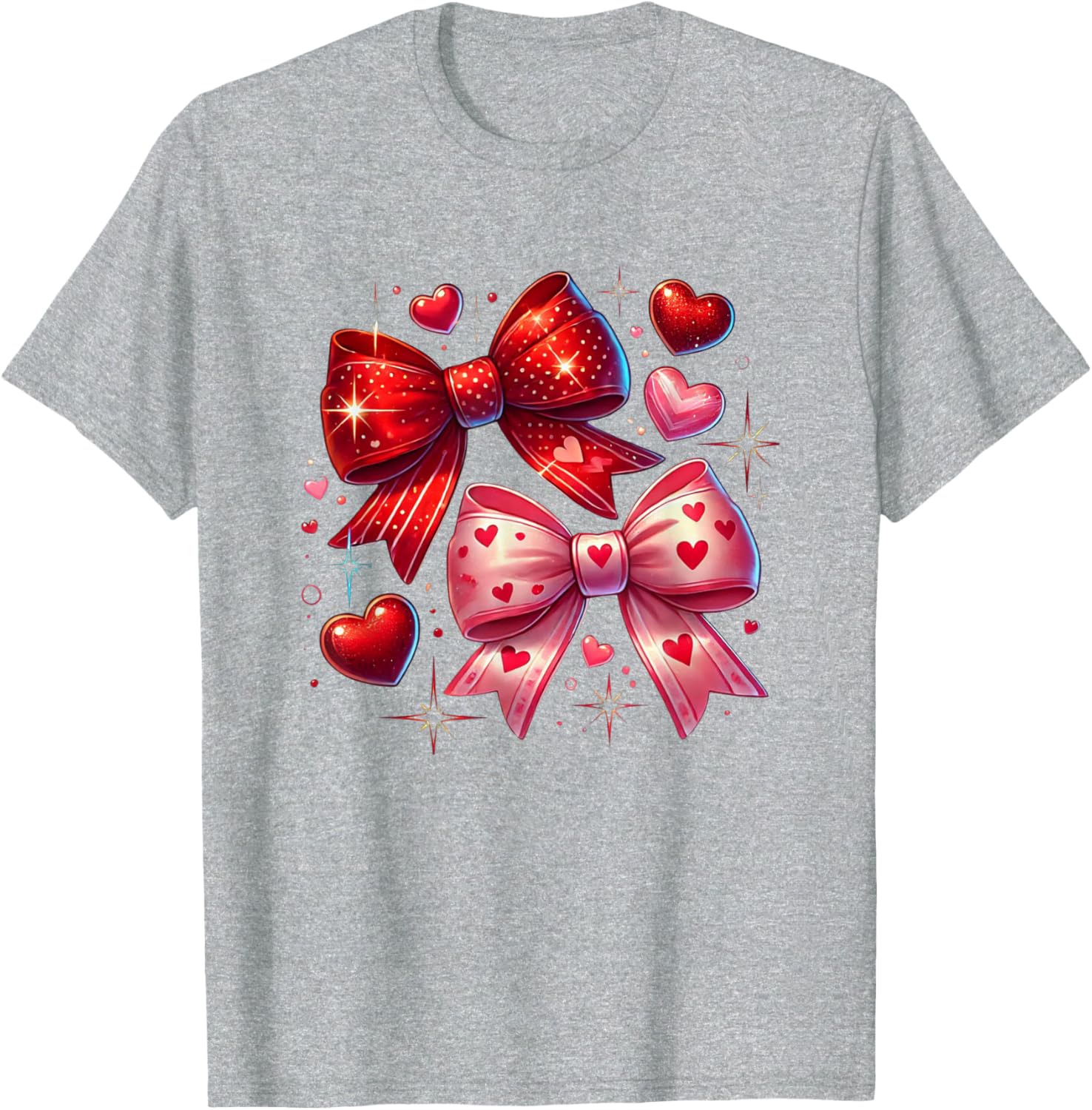 Heart Bows and Stars Romantic Love T-Shirt for Couples and Gifting - 22