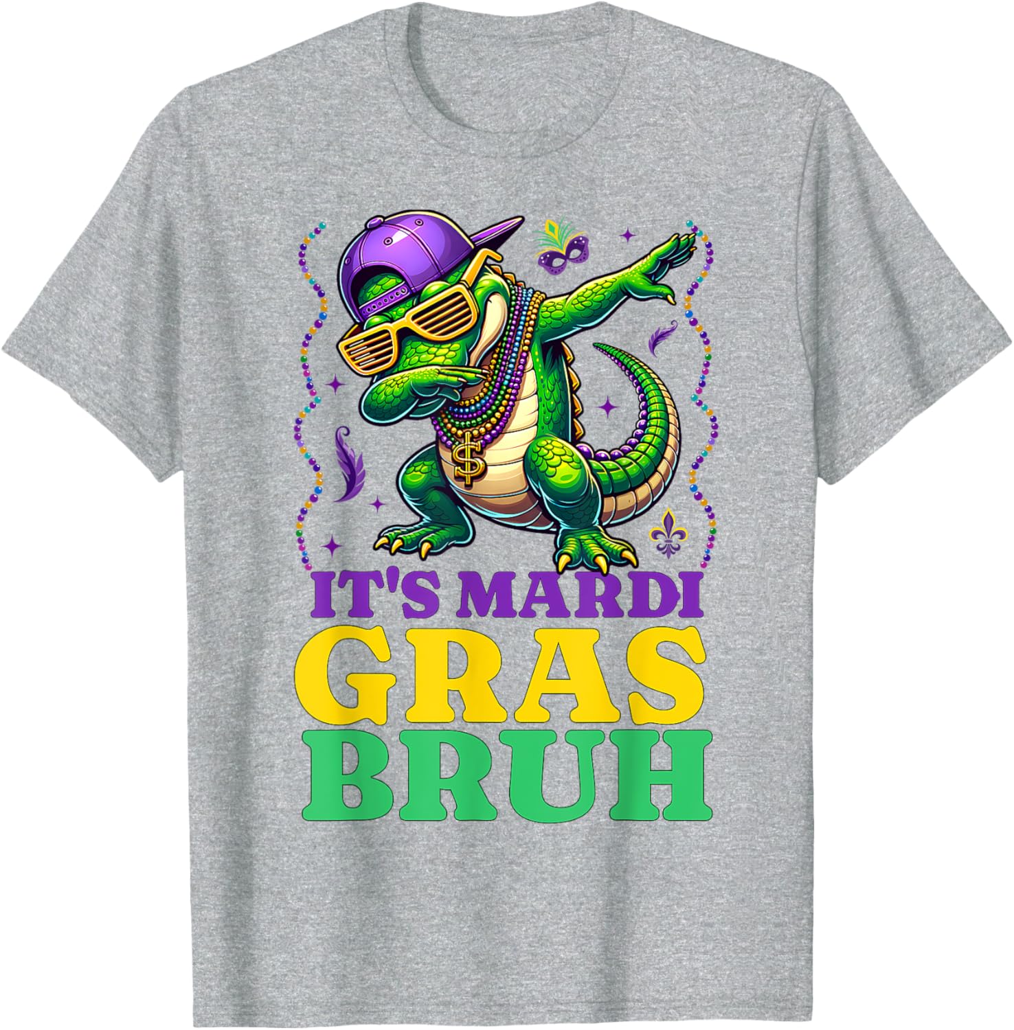Mardi Gras Dabbing Alligator T-Shirt for Fun Costume Parades - 16