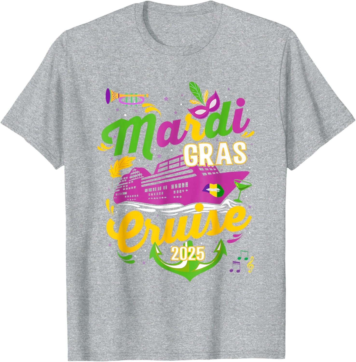 Mardi Gras Cruise Squad 2025 Family Matching T-Shirts for Fun Adventures - 1