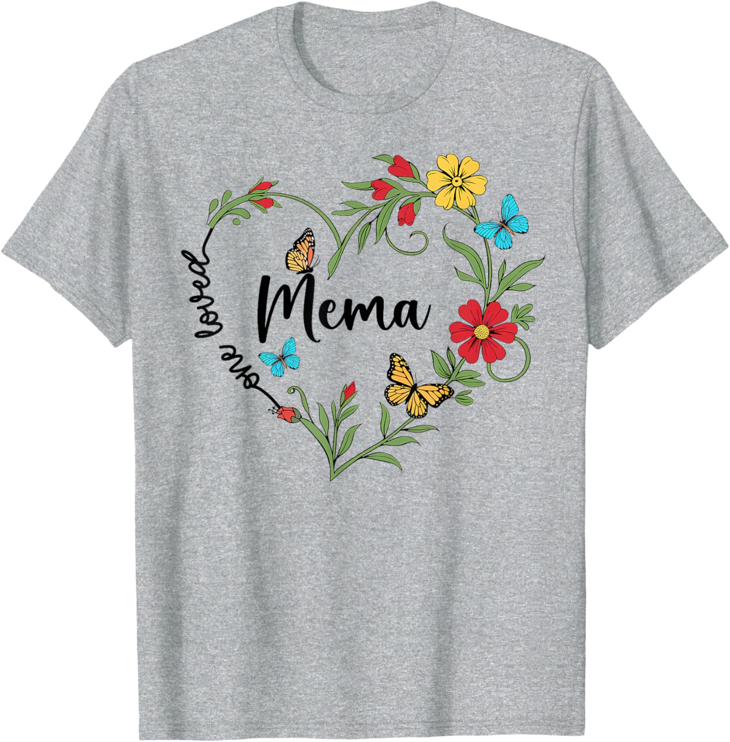 Floral One Loved Mema Heart T-Shirt for Mom and Grandma on Mother's Day - 2