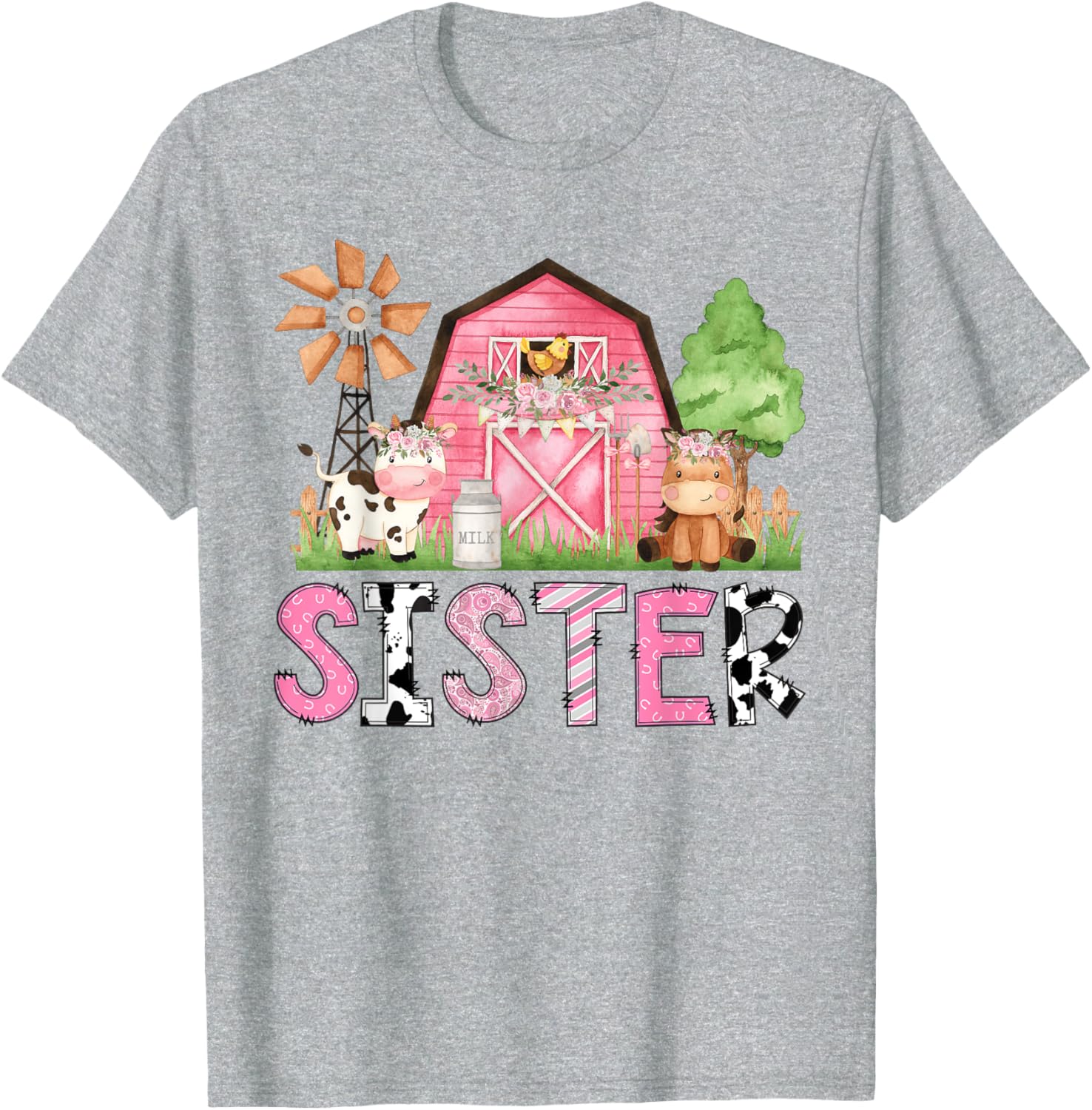 Sister Pink Farm Animal Birthday Matching Family T-Shirt for Kids - 7
