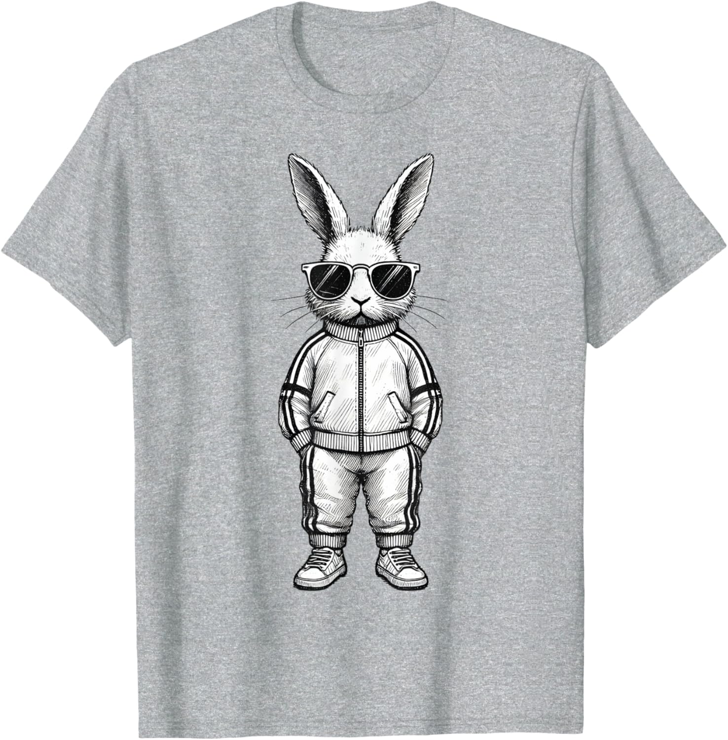 Cool Bunny Face with Sunglasses Easter T-Shirt for Boys and Kids - 1