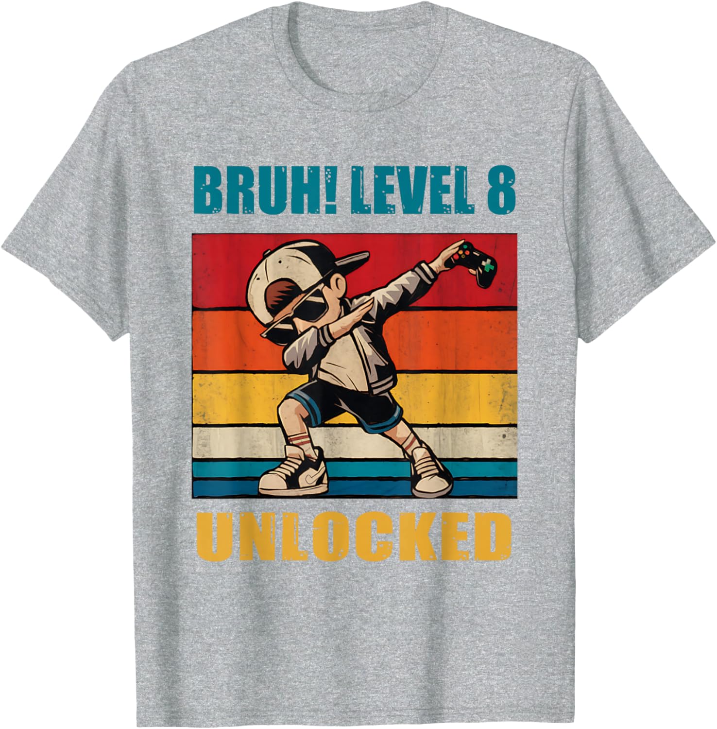 8 Year Old Birthday Gamer T-Shirt Level 8 Unlocked Dabbing Fun - 7