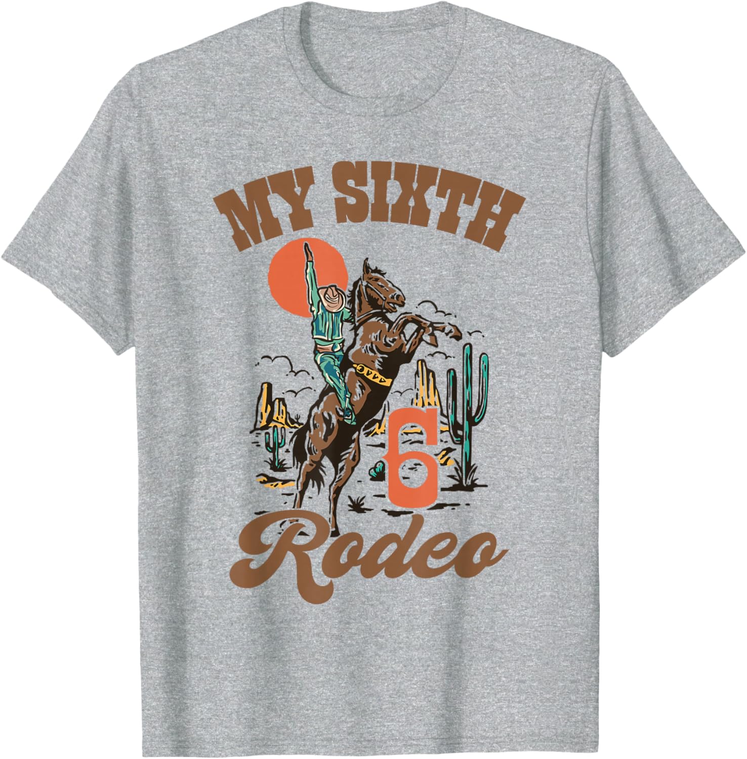 My Sixth Rodeo Retro Western Cowboy Birthday T-Shirt for Kids - 1