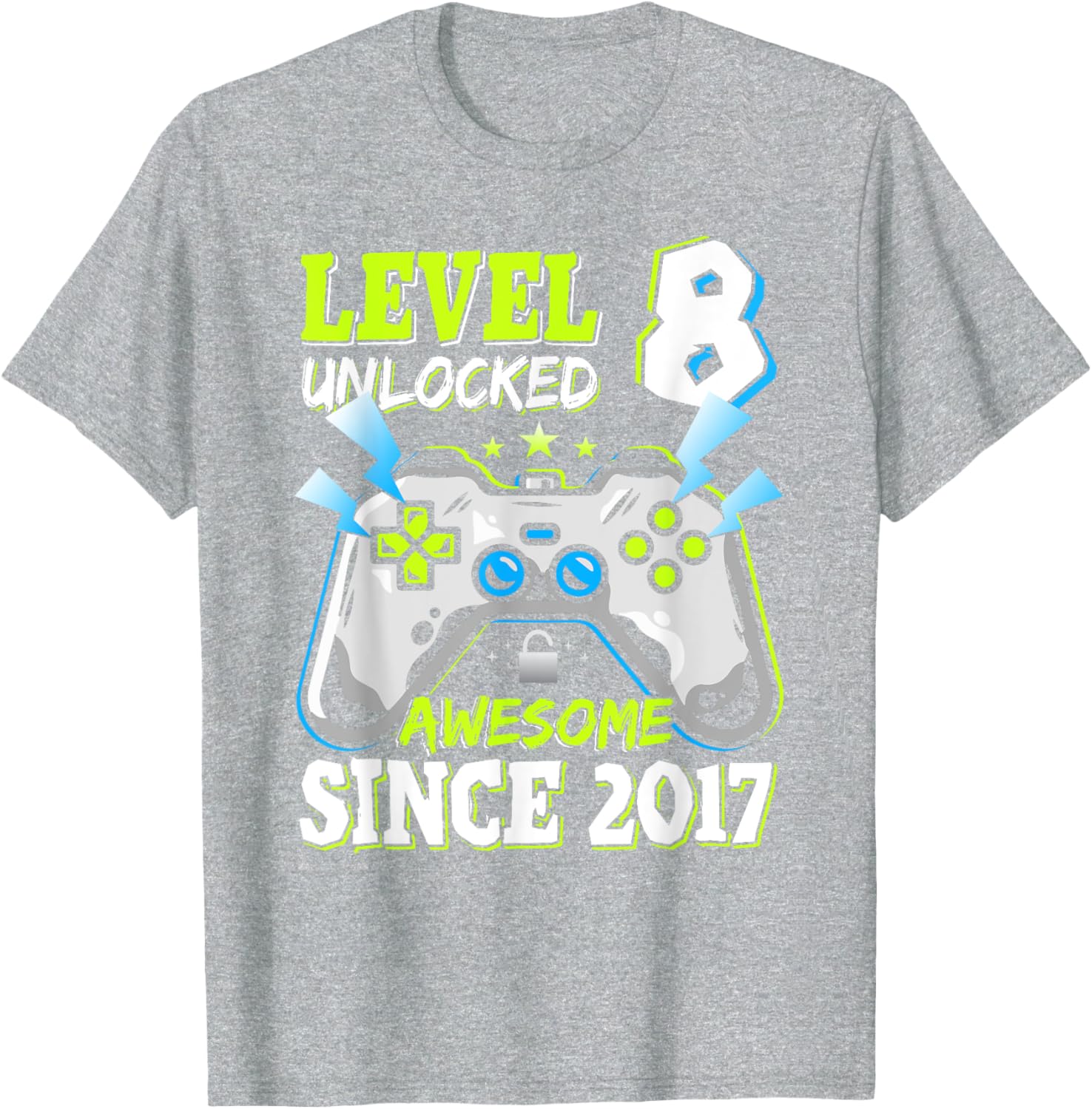 Level 8 Unlocked 2017 Video Game Birthday T-Shirt for Boys - 23