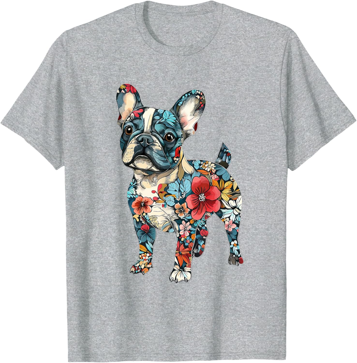 Cute French Bulldog Flower T-Shirt for Men, Women, Girls, and Kids - 1