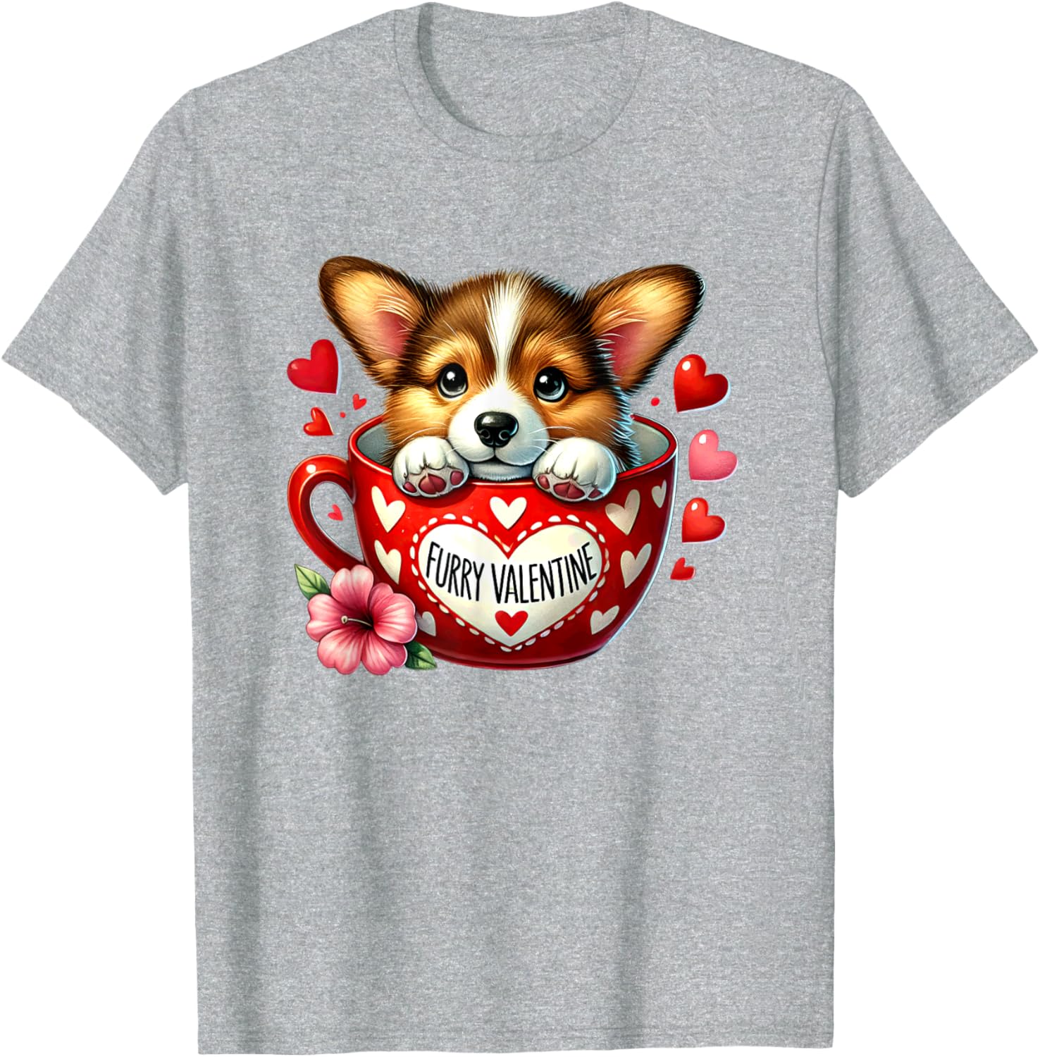 Furry Valentine Corgi Puppy Love T-Shirt for Dog Lovers and Friends - 6