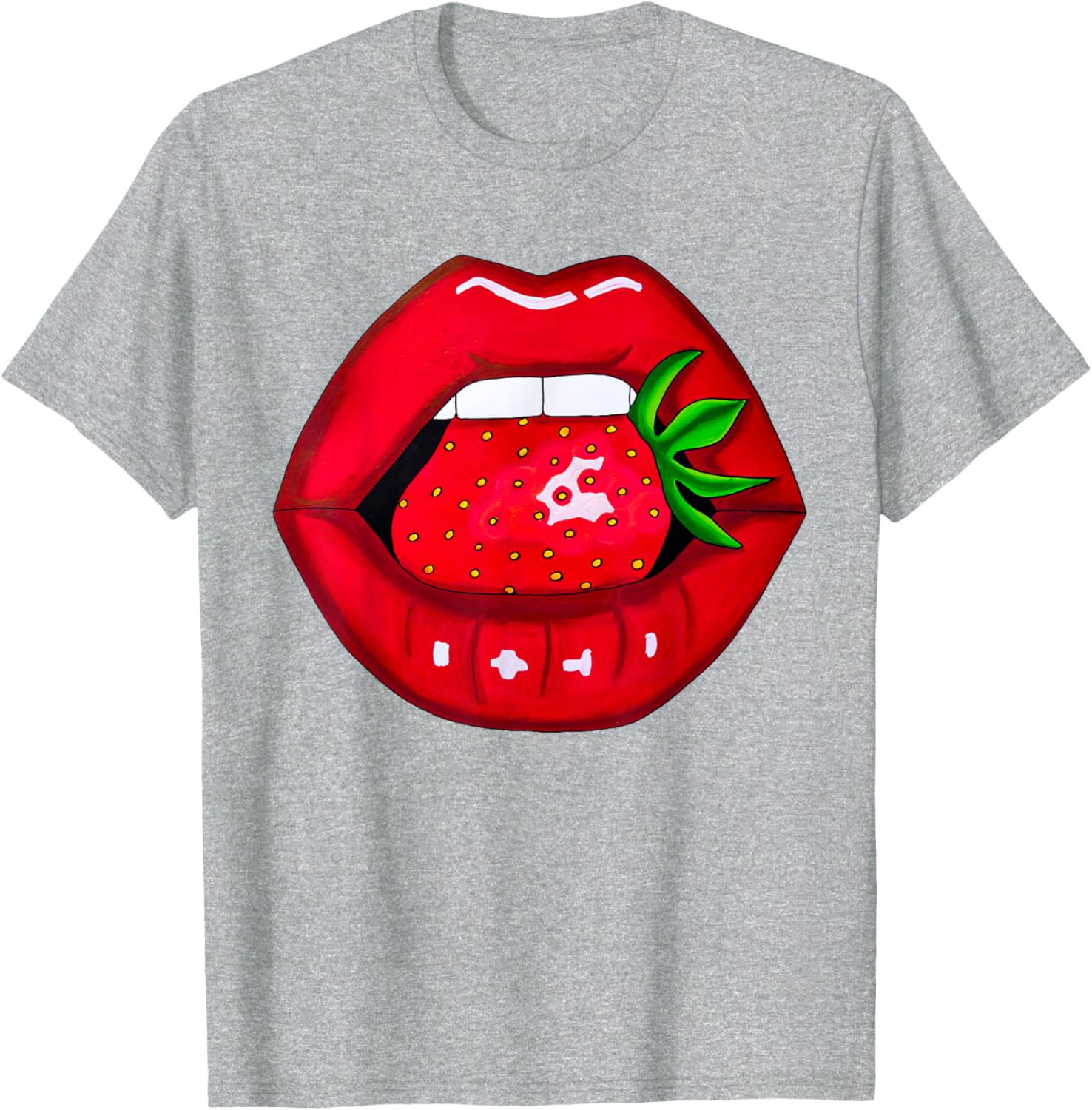 Sexy Strawberry Lips Red Lipstick Women's T-Shirt for Fun Fashion - 22