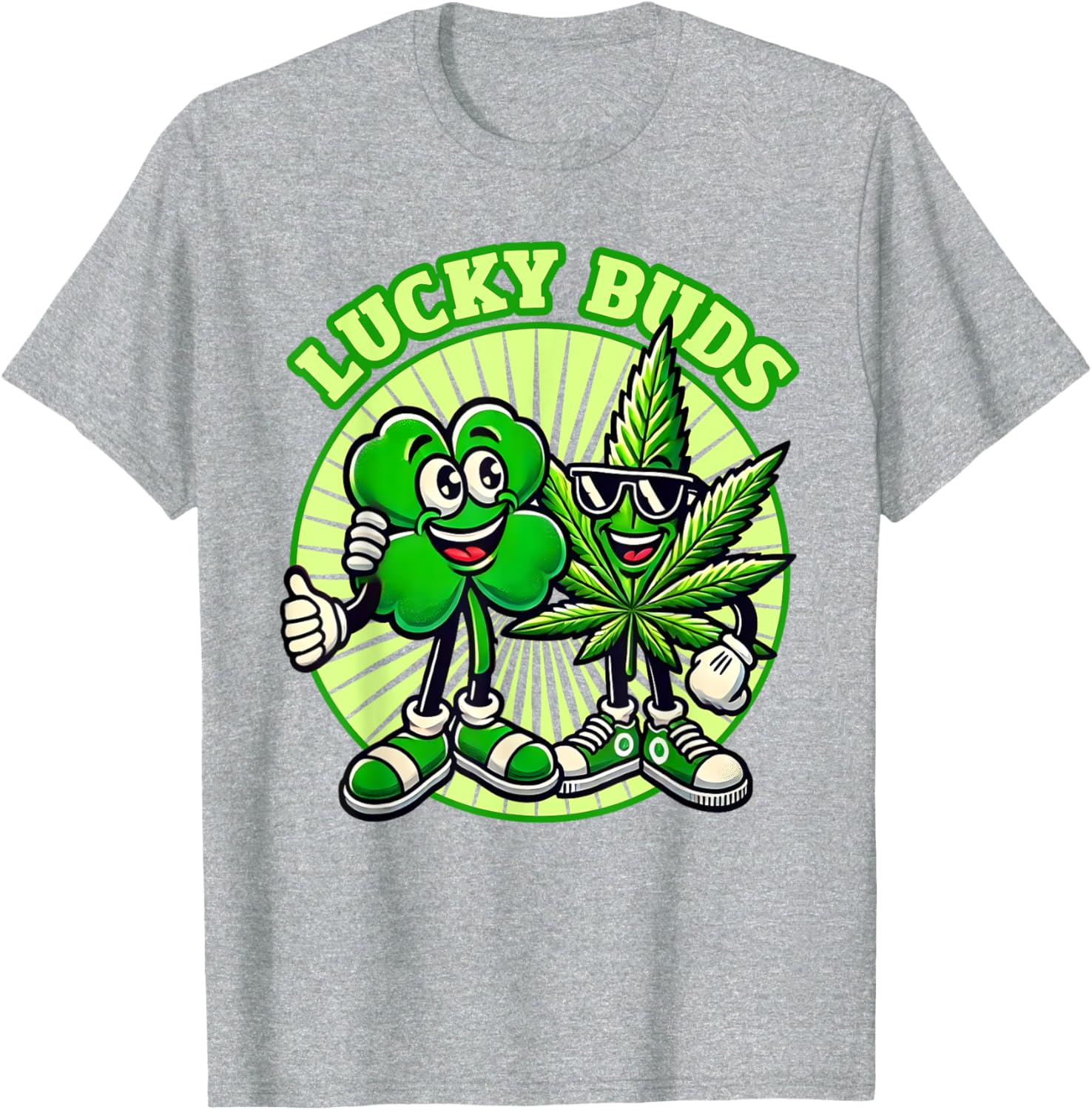 Lucky Buds St. Patrick's Day Retro Clover Weed T-Shirt for High Spirits - 4