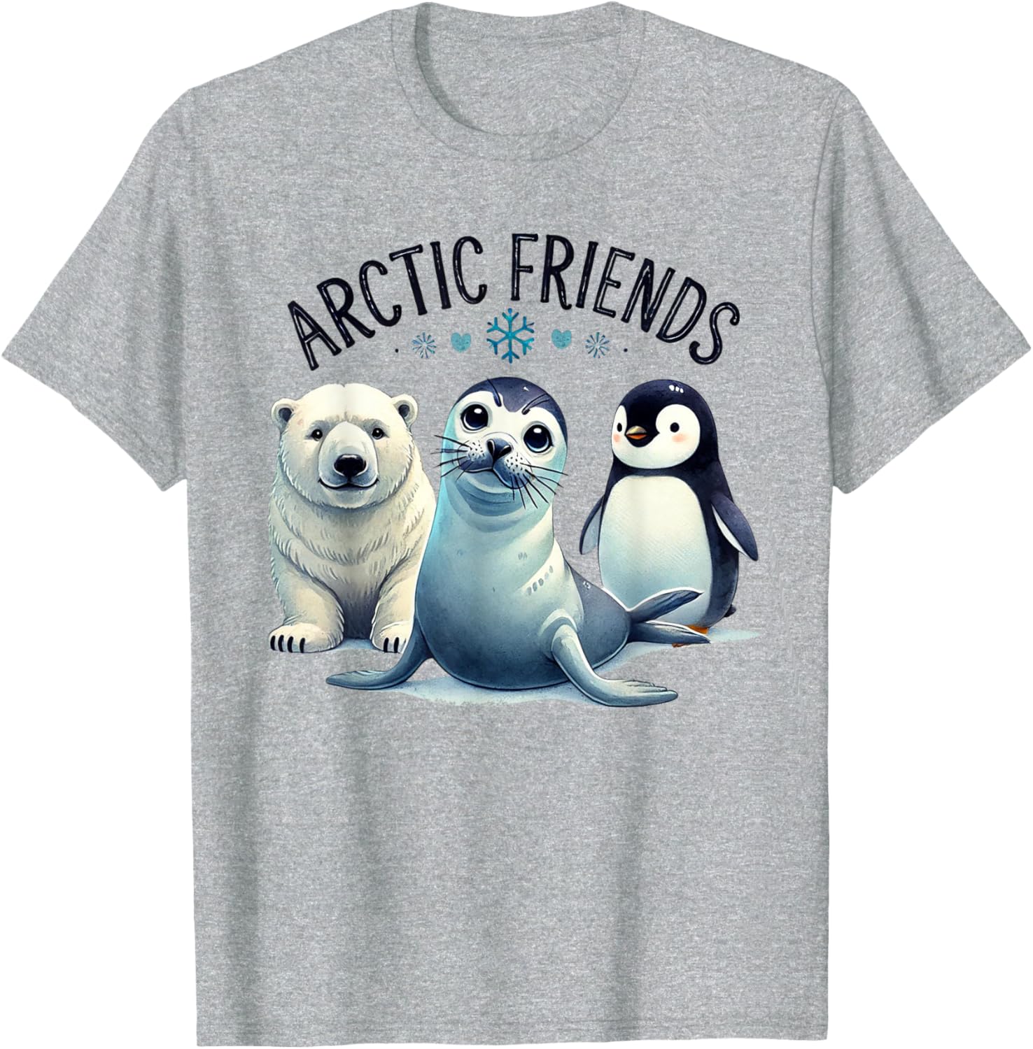 Arctic Animals T-Shirt Featuring Penguin, Seal, Whale, and Polar Bear - 3