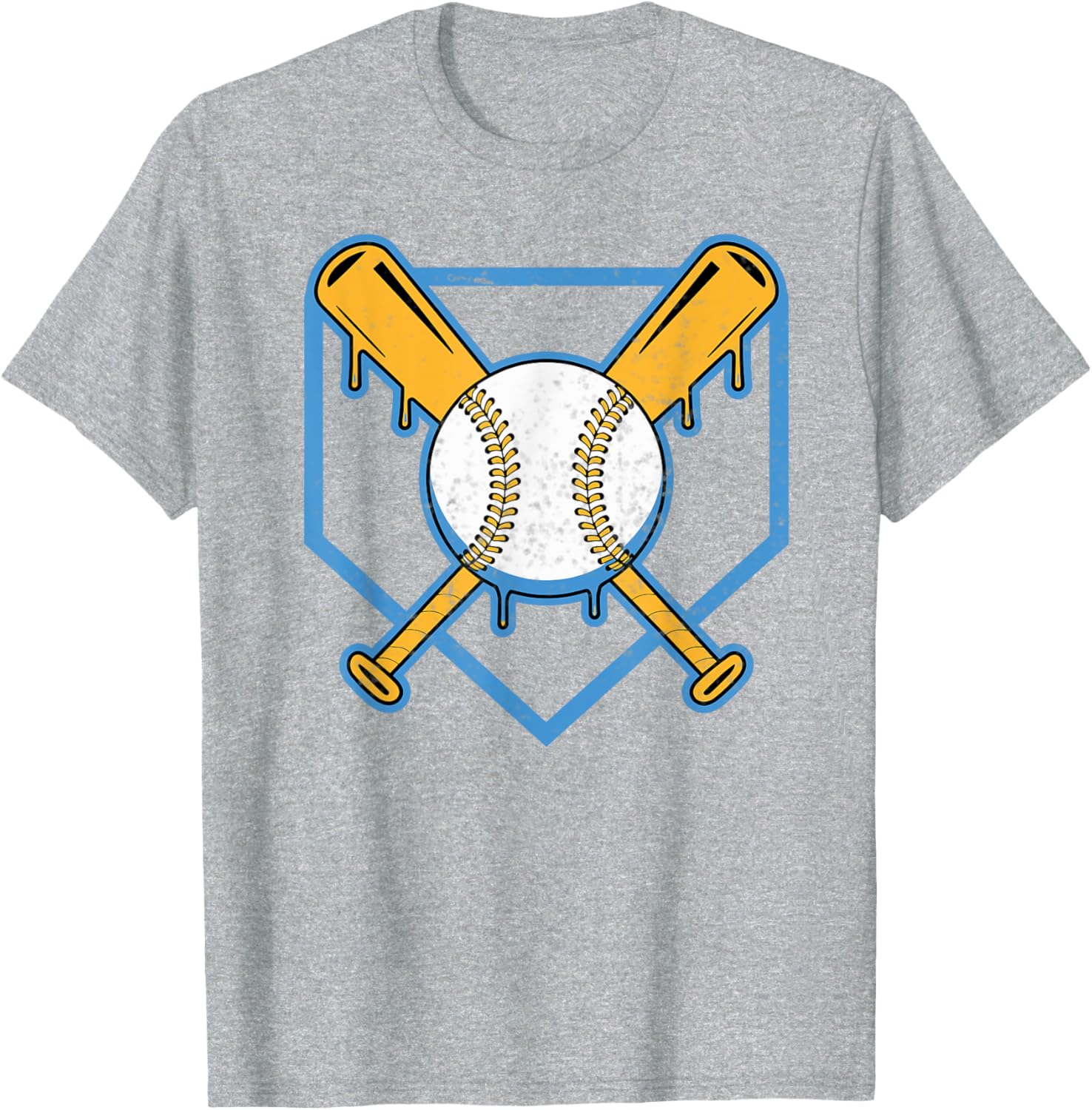 Yellow Baseball Home Plate Drip T-Shirt for Boys Sports Style - 9