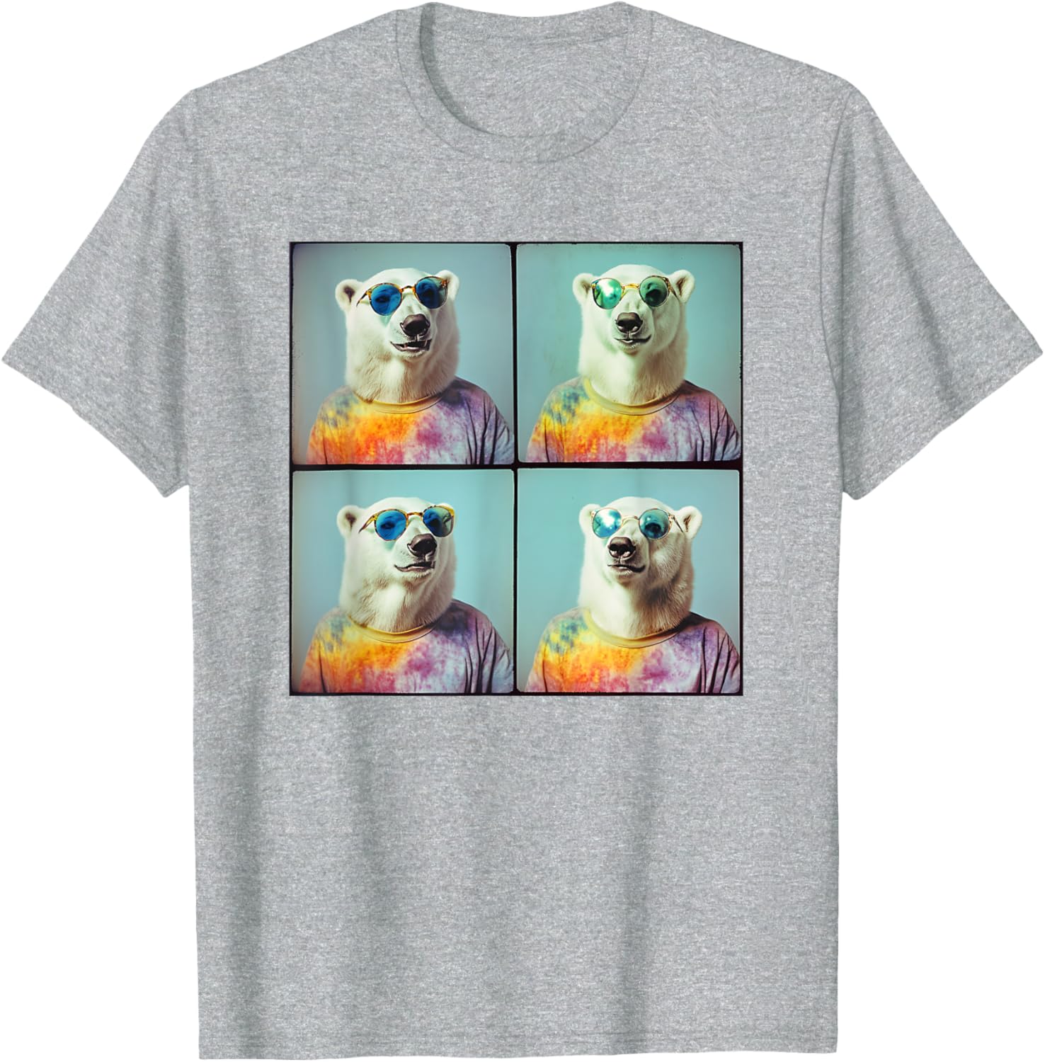 Colorful Tie Dye Polar Bear T-Shirt for Unique Hippie Style Fun - 1