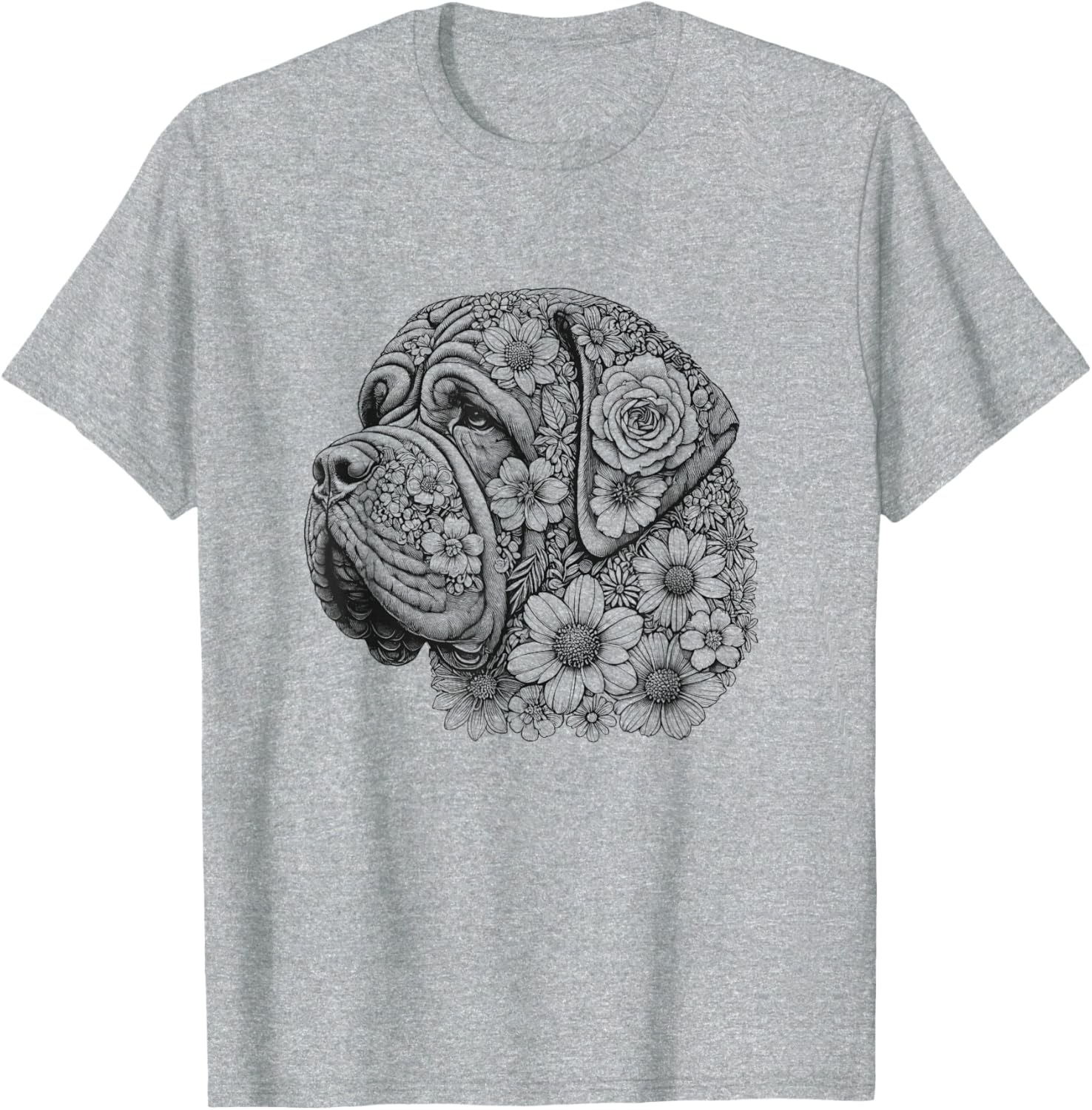 Floral English Mastiff T-Shirt for Girls and Women - Cute Dog Design - 10