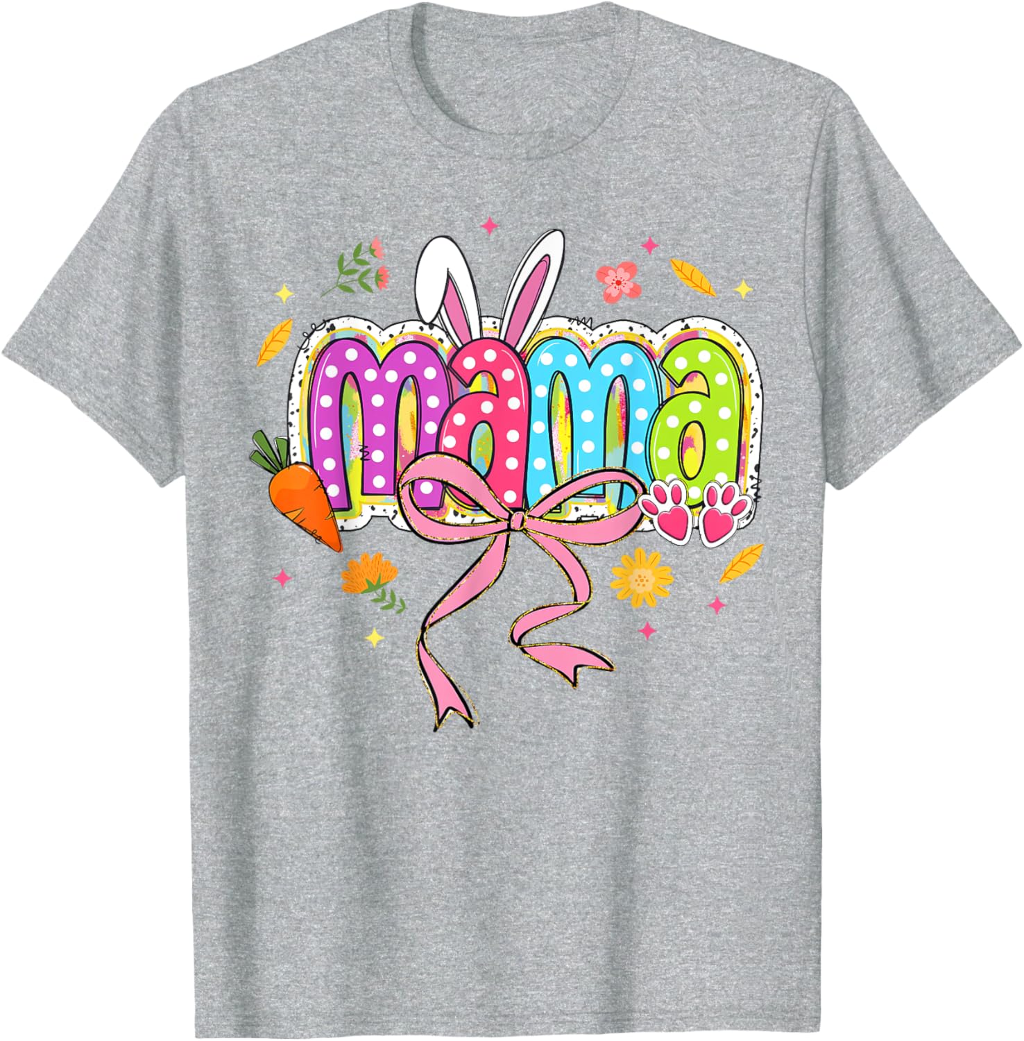 Boho Floral Coquette Bow Mama Bunny Easter Family T-Shirt for Moms - 16