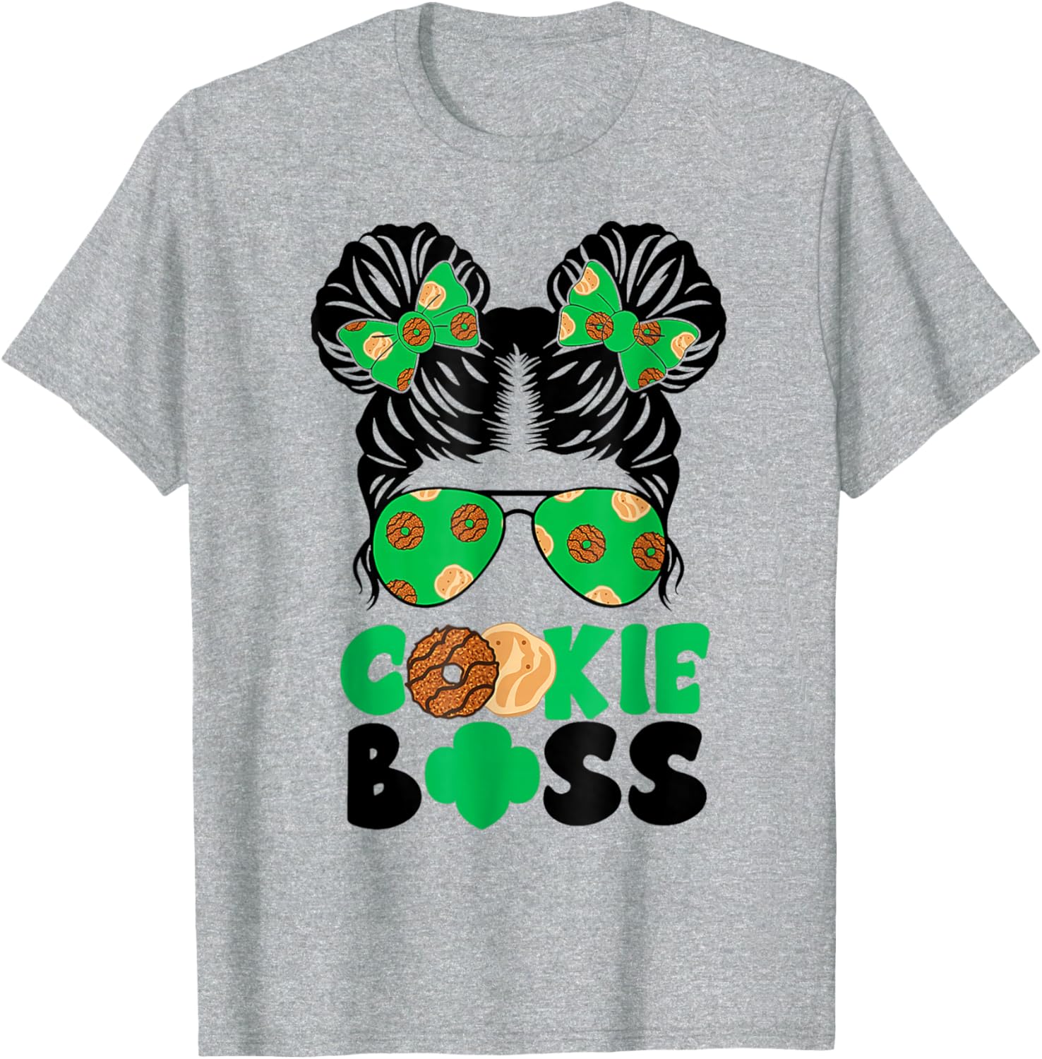Scout Cookie Boss Girls Messy Bun Sunglasses T-Shirt for Kids - 2