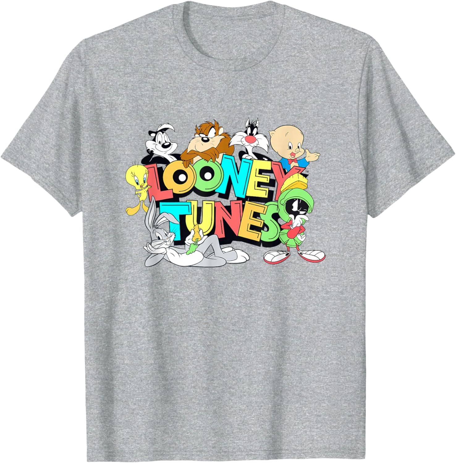 Looney Tunes Retro Neon Pop Group Shot T-Shirt for Fun Style Fans - 1