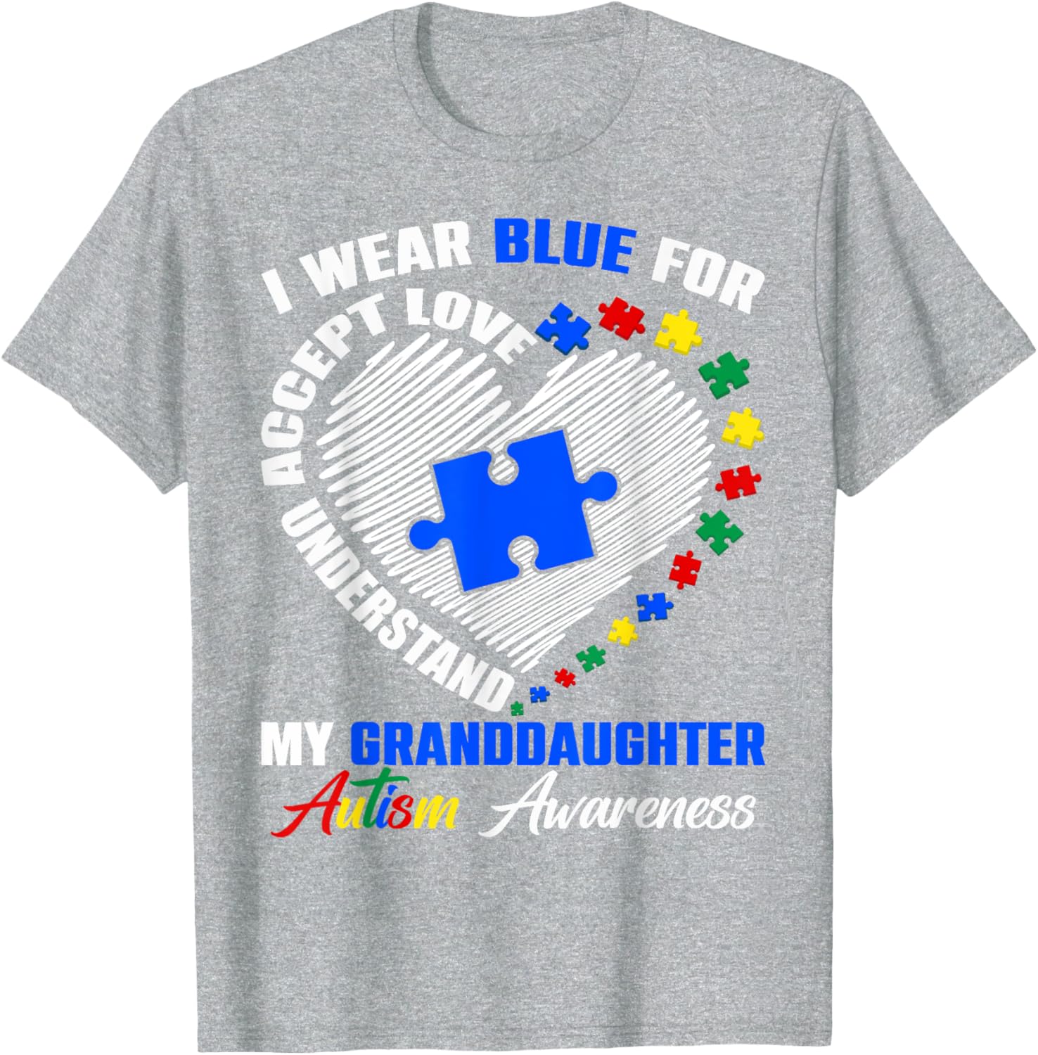 Blue Puzzle Pie T-Shirt for Autism Awareness - Perfect for Granddaughters - 13