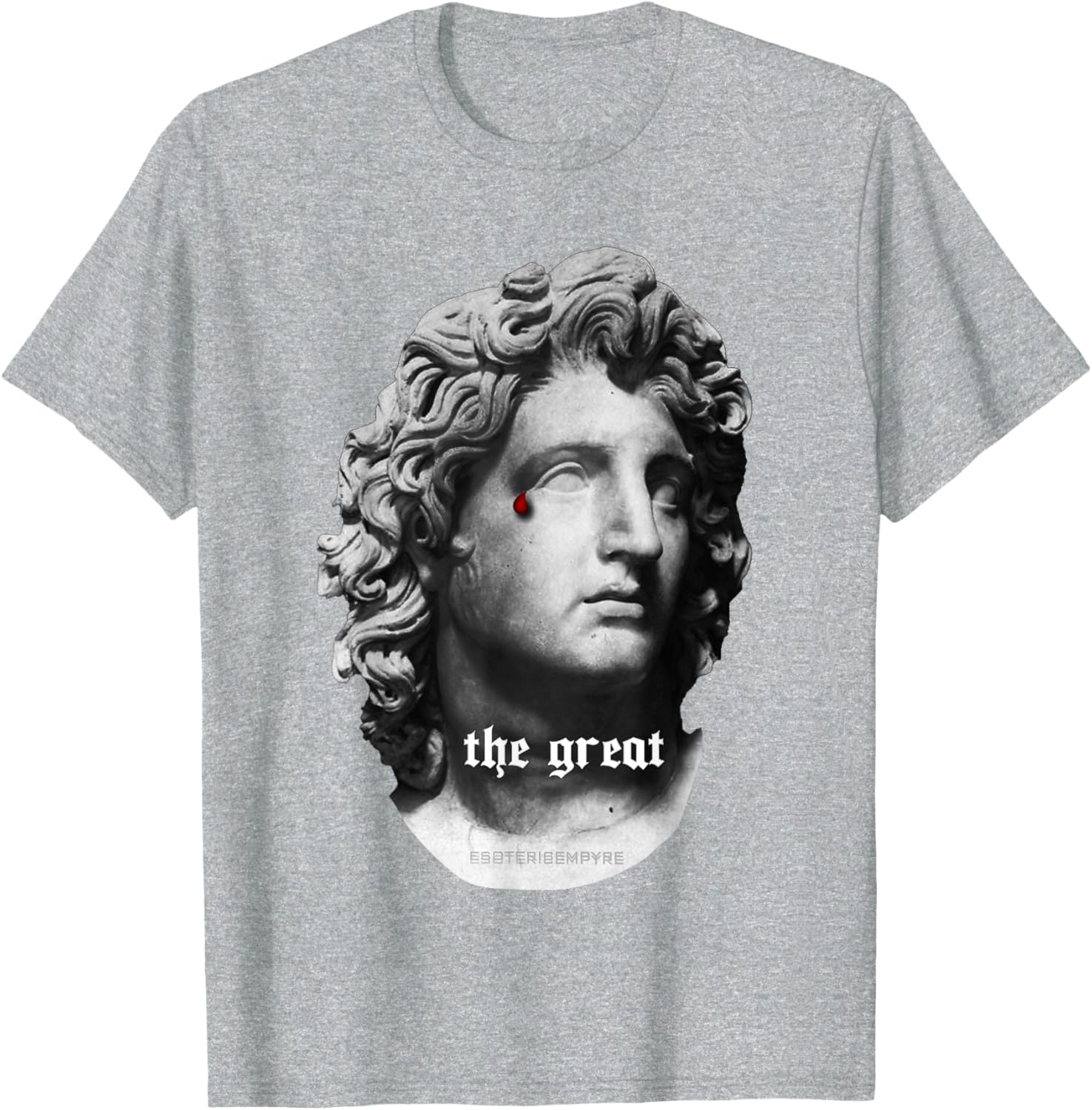 Alexander the Great Bust T-Shirt with Unique Bloody Teardrop Design - 16