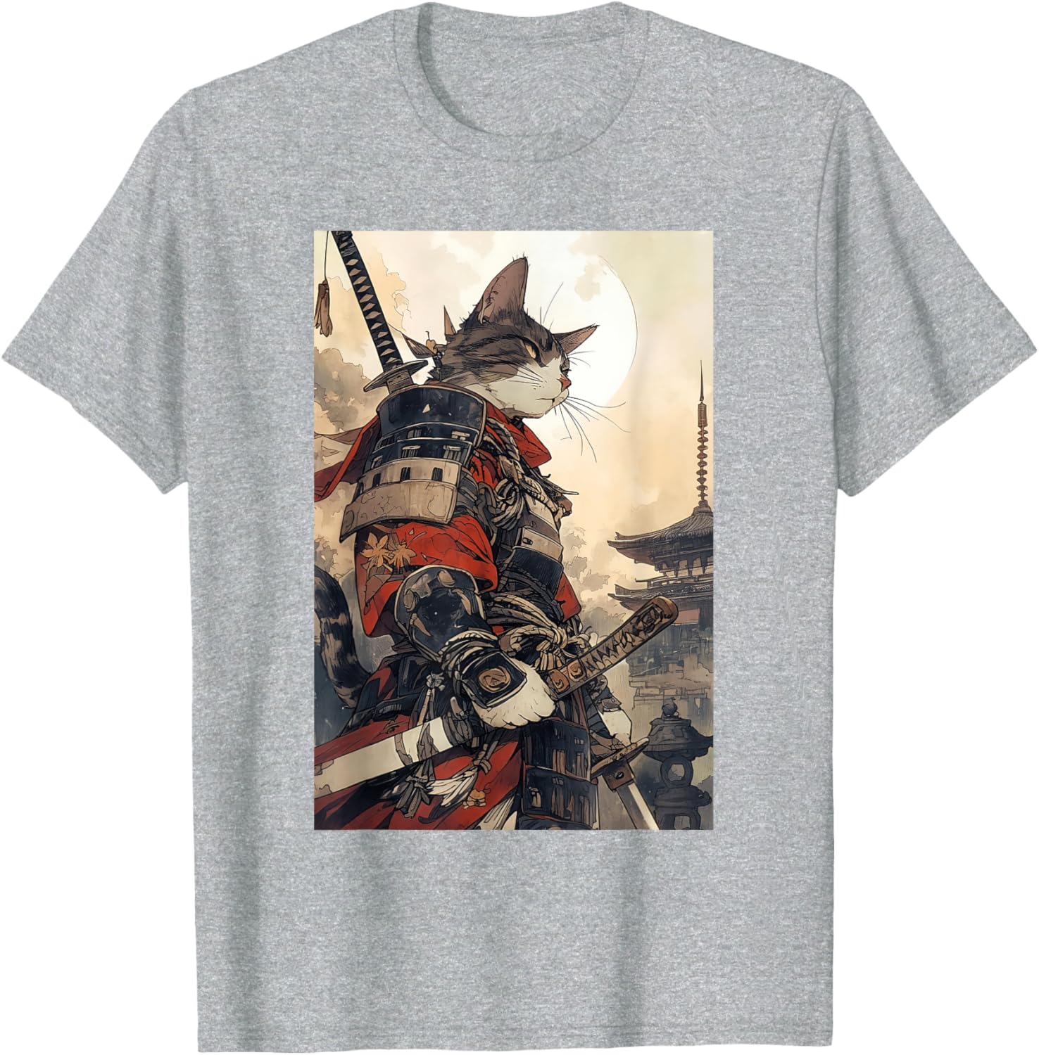 Samurai Cat Graphic Tee Vintage Japanese Art for Men, Women, Kids - 22