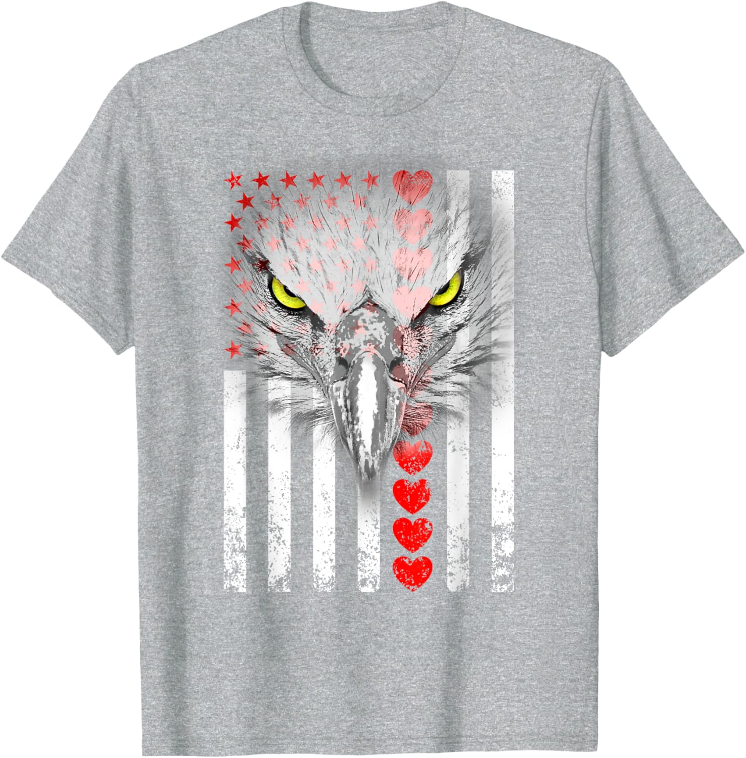 Happy Valentine's Day Eagle T-Shirt for Animal Lovers with Hearts & Flag - 16