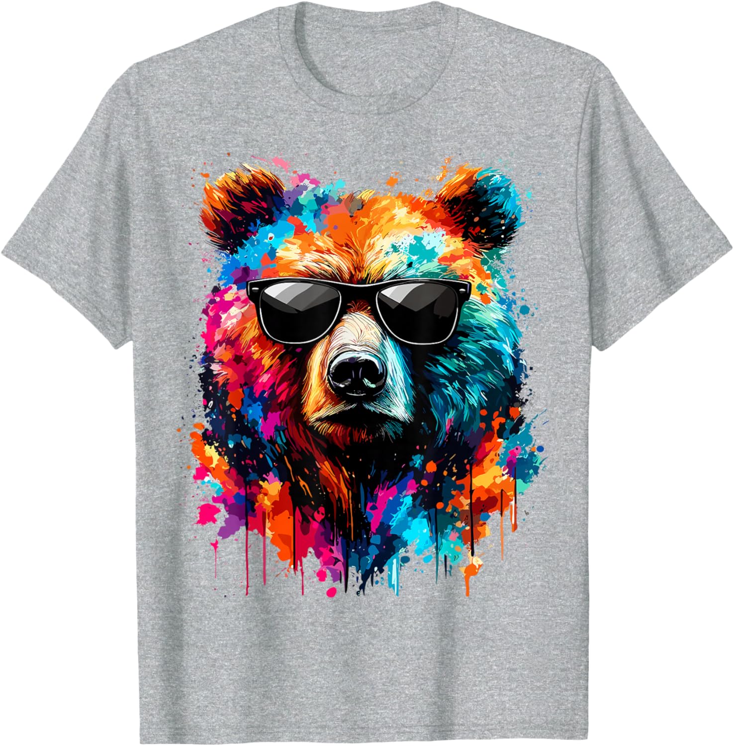 Colorful Bear with Sunglasses T-Shirt for Wildlife Lovers and Adventures - 17