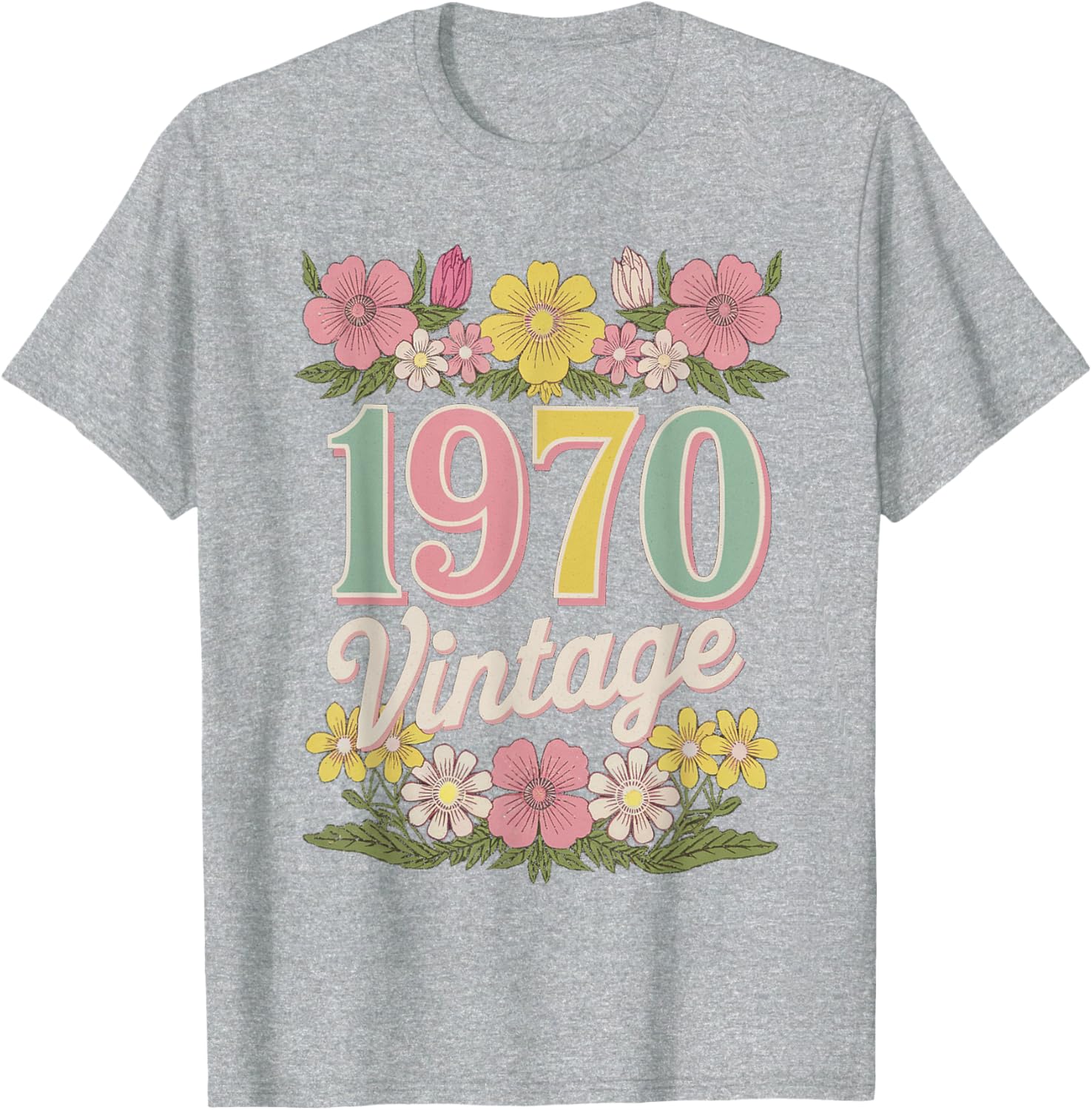 Vintage 1970 Retro Flower Birthday T-Shirt for Daughters and Women - 4