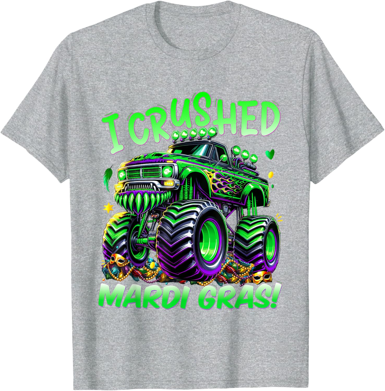 I Crushed Mardi Gras Monster Truck Tee for Boys and Kids Fun Shirt - 14