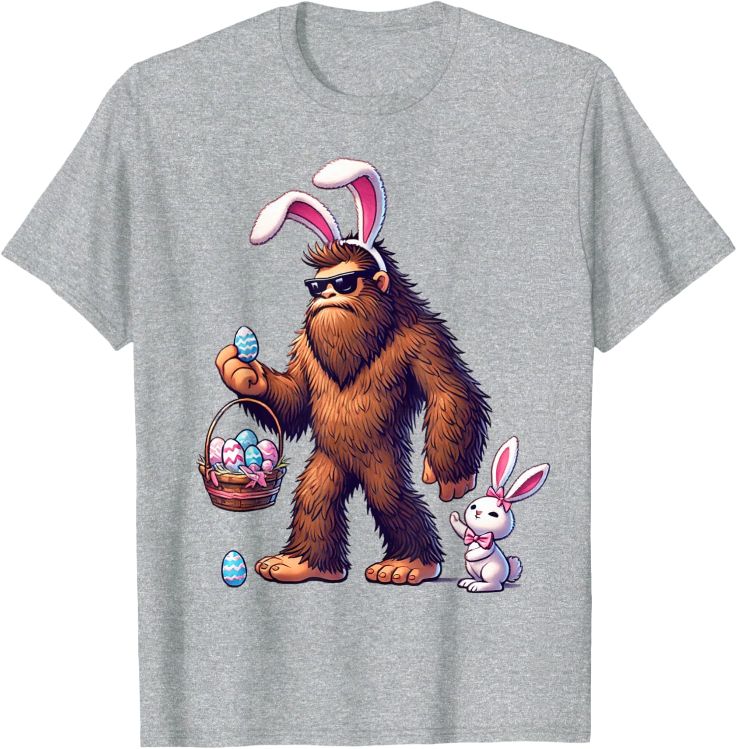 Bigfoot Sasquatch Bunny Easter Eggs T-Shirt for Kids and Men - 12