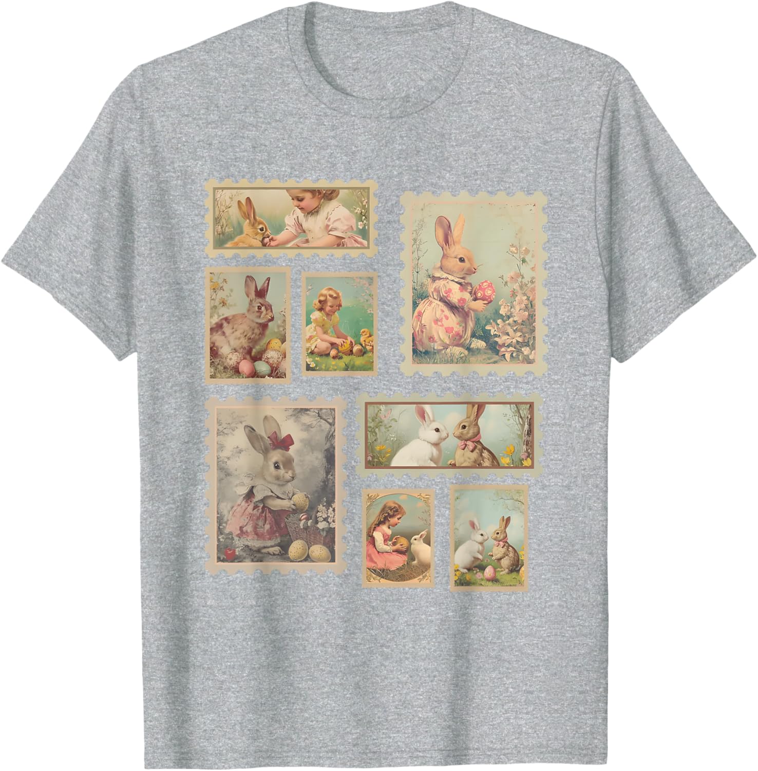 Retro Easter Bunny T-Shirt for Women Cute Spring Fashion Top - 25