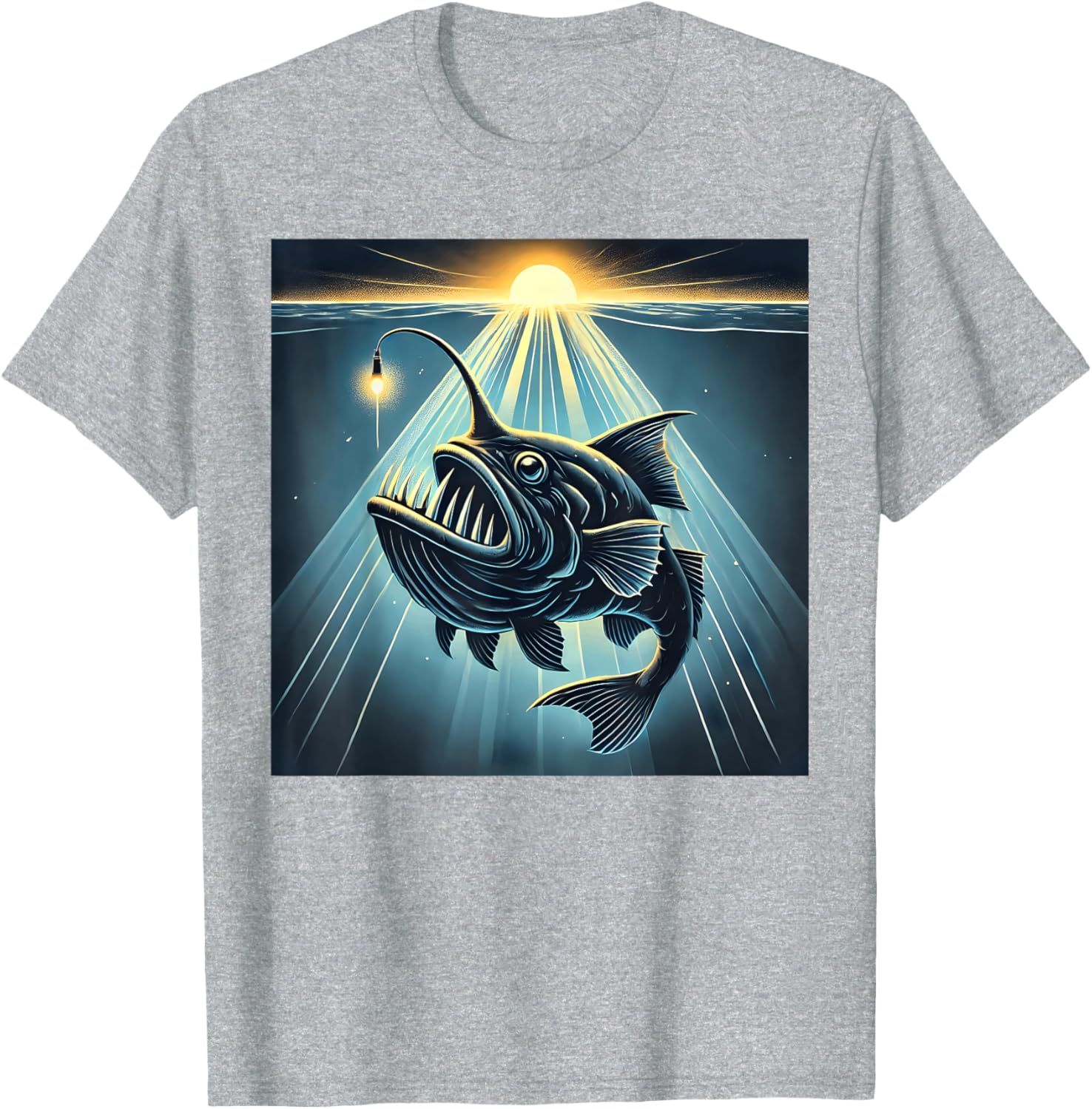 Anglerfish Found The Light T-Shirt - Fun Marine Life Apparel - 10