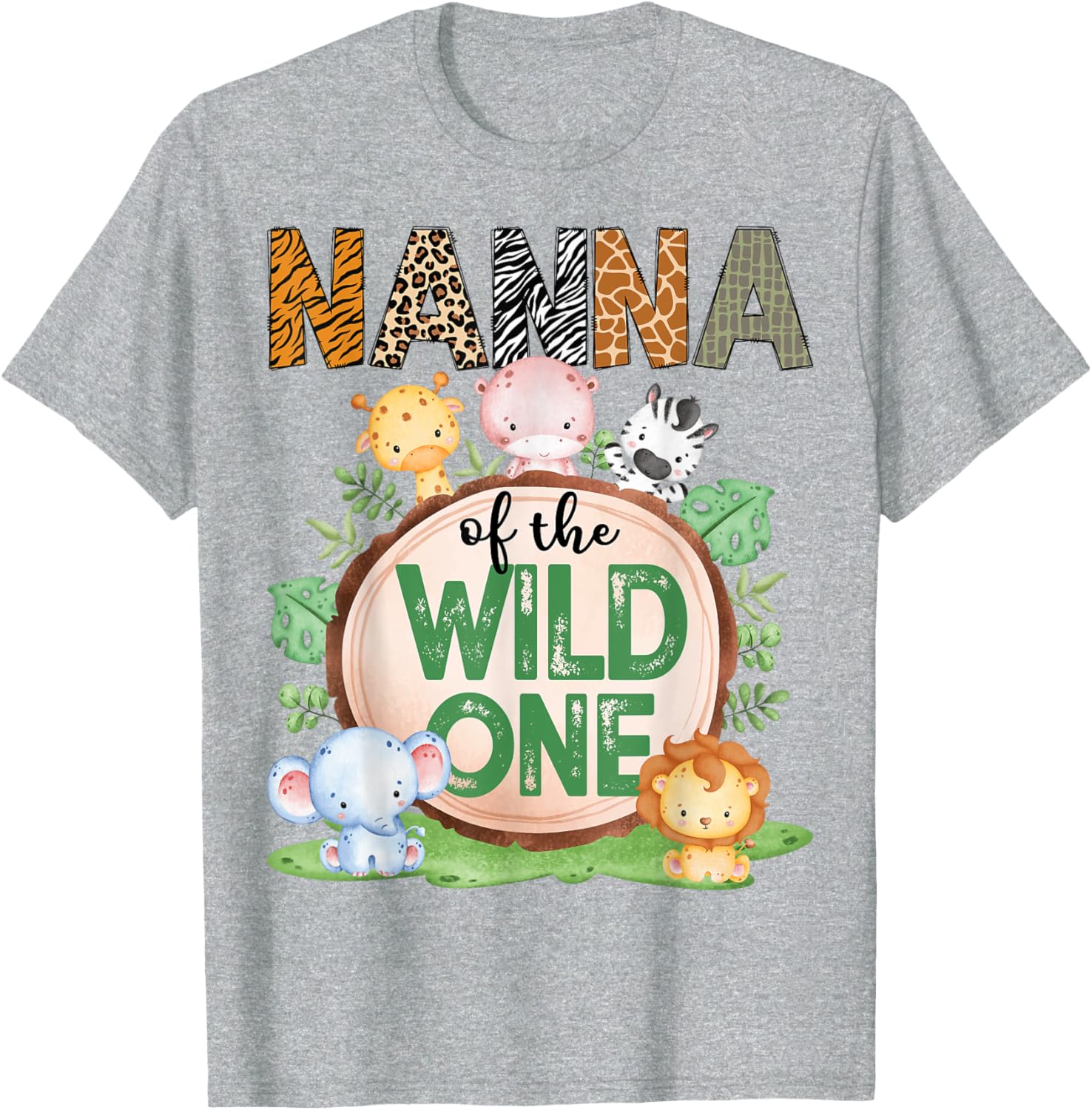 Nanna Of The Wild One 1st Birthday Safari Jungle T-Shirt for Kids - 5