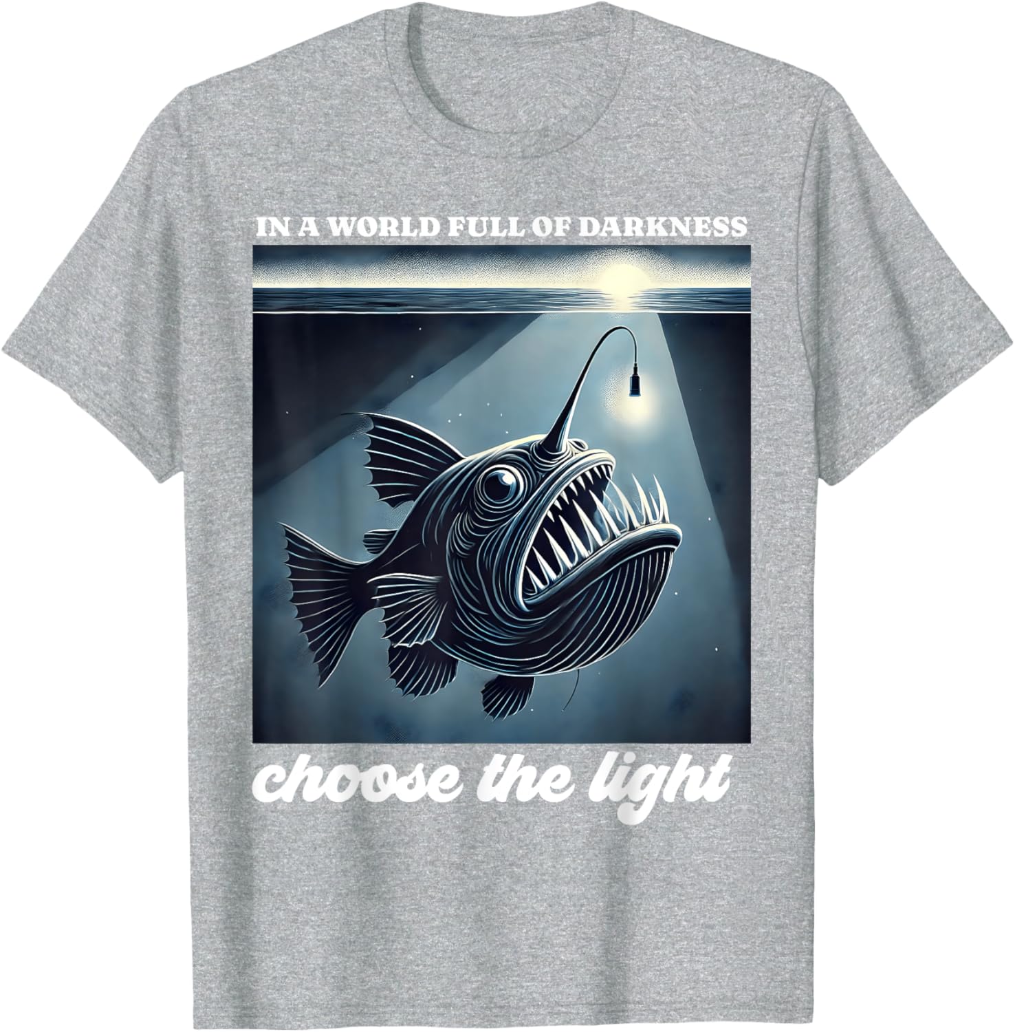 Anglerfish Found the Light Funny Graphic T-Shirt for Ocean Lovers - 6