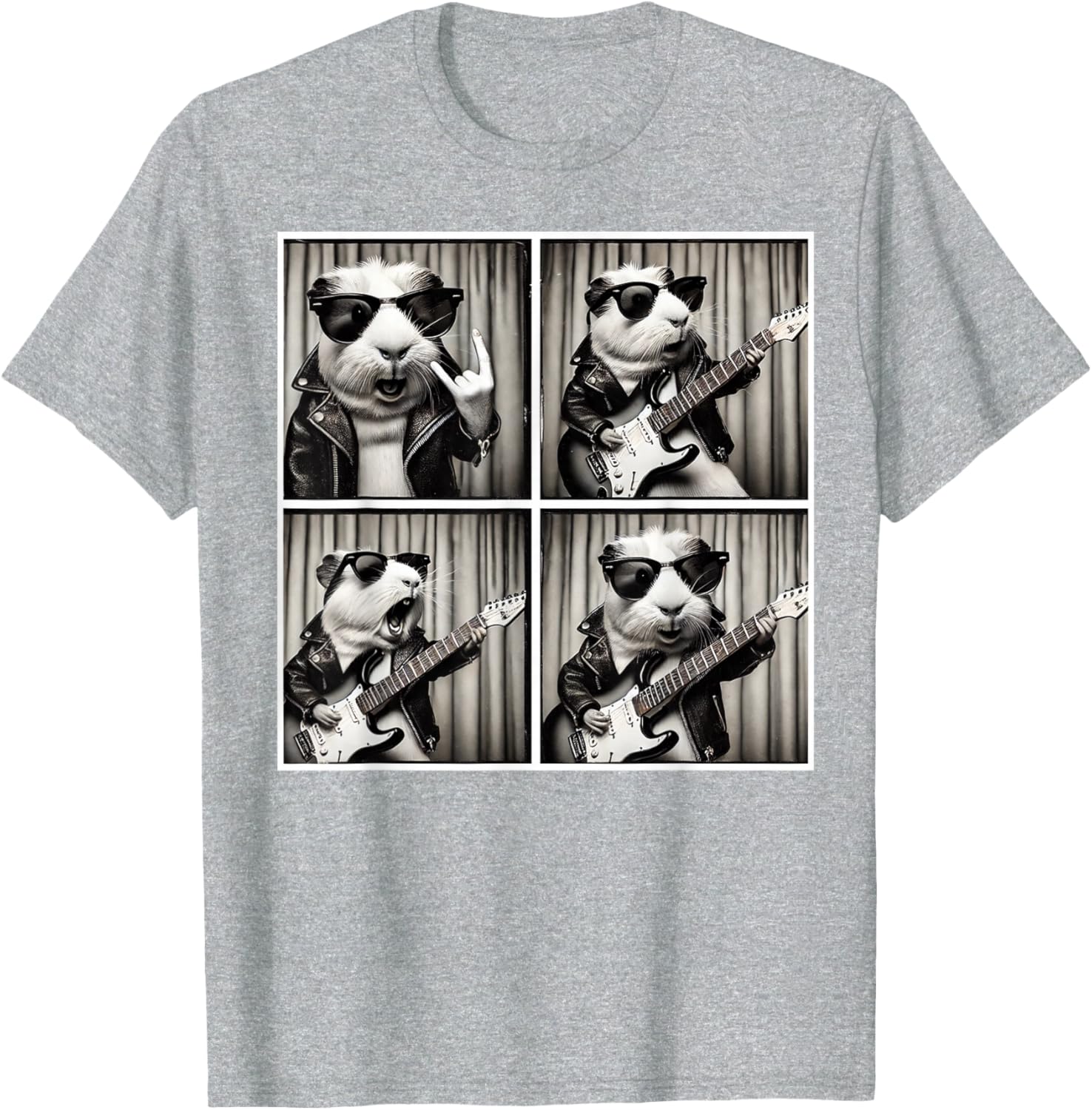 Cute Guinea Pig Electric Guitar T-Shirt for Music Lovers and Pet Fans - 11
