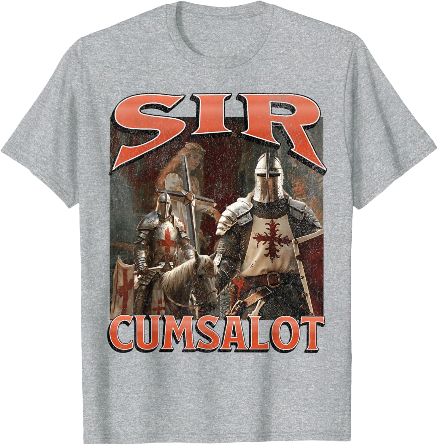 Humorous Sir Cumsalot Knight Meme Bootleg Graphic T-Shirt for Fun Fashion - 28